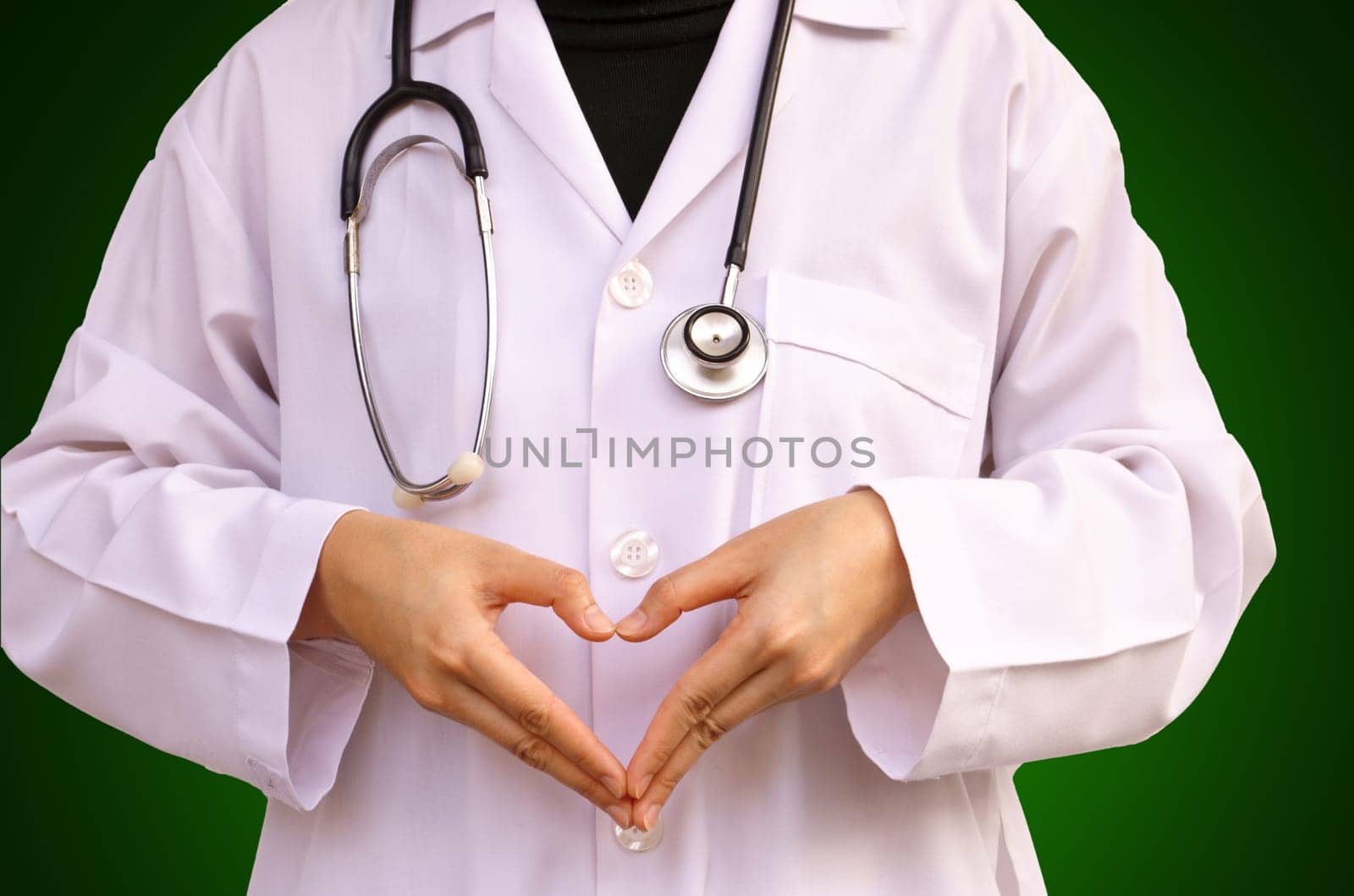 Doctor with a stethoscope in hospital. (Medical Concept)