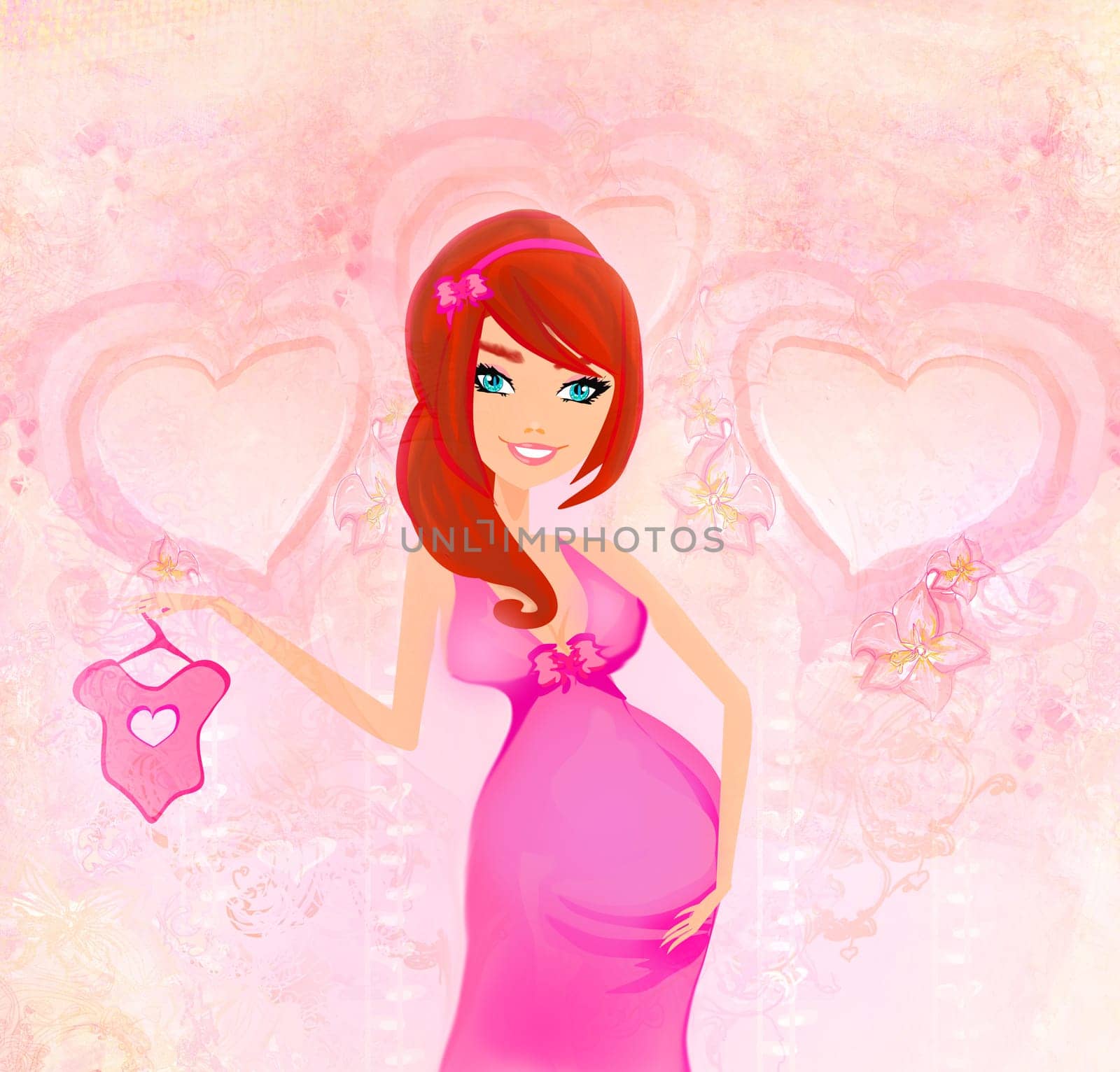 happy pregnant woman, baby shower card