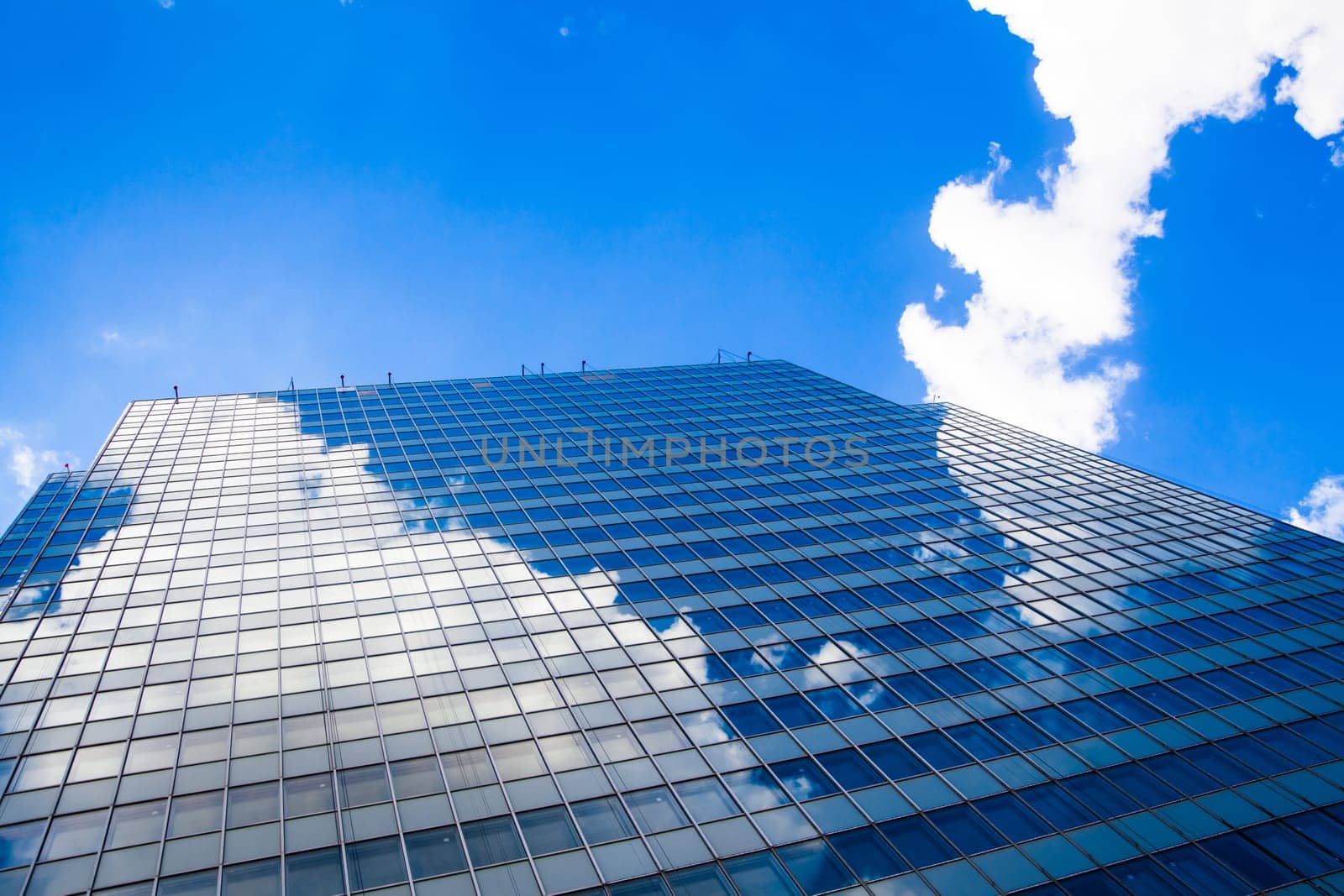 Abstract building. blue glass wall of skyscraper