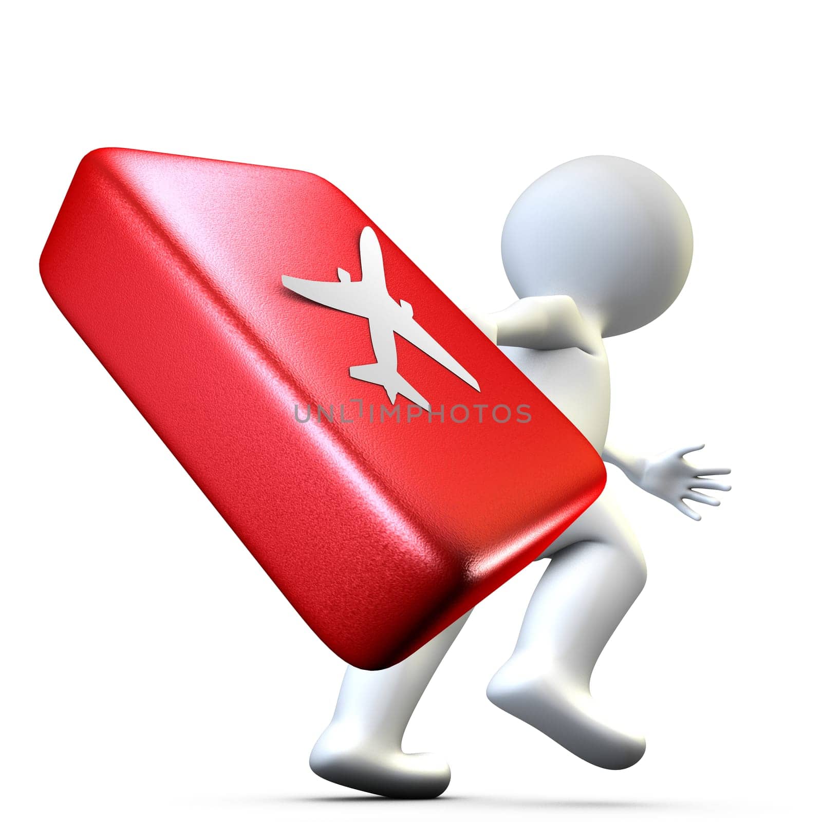 Concept showing the action of a person late who tries to catch his plane at time