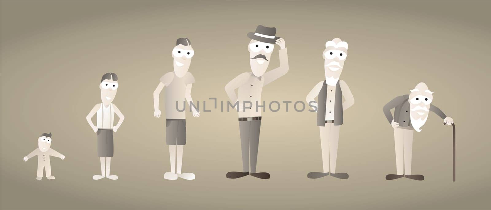 Vintage Man Growing old / Aging