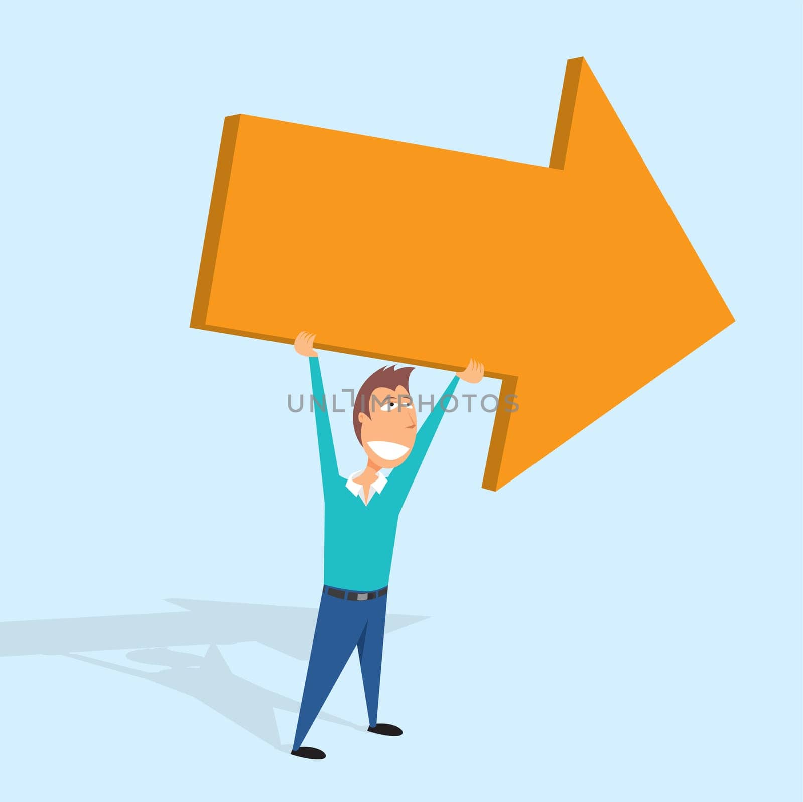Man holding giant arrow