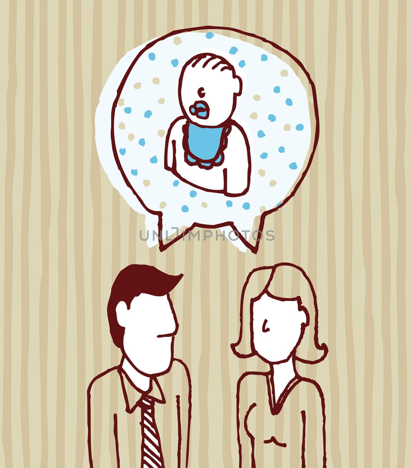 Parents talking about baby / Father, mother, son