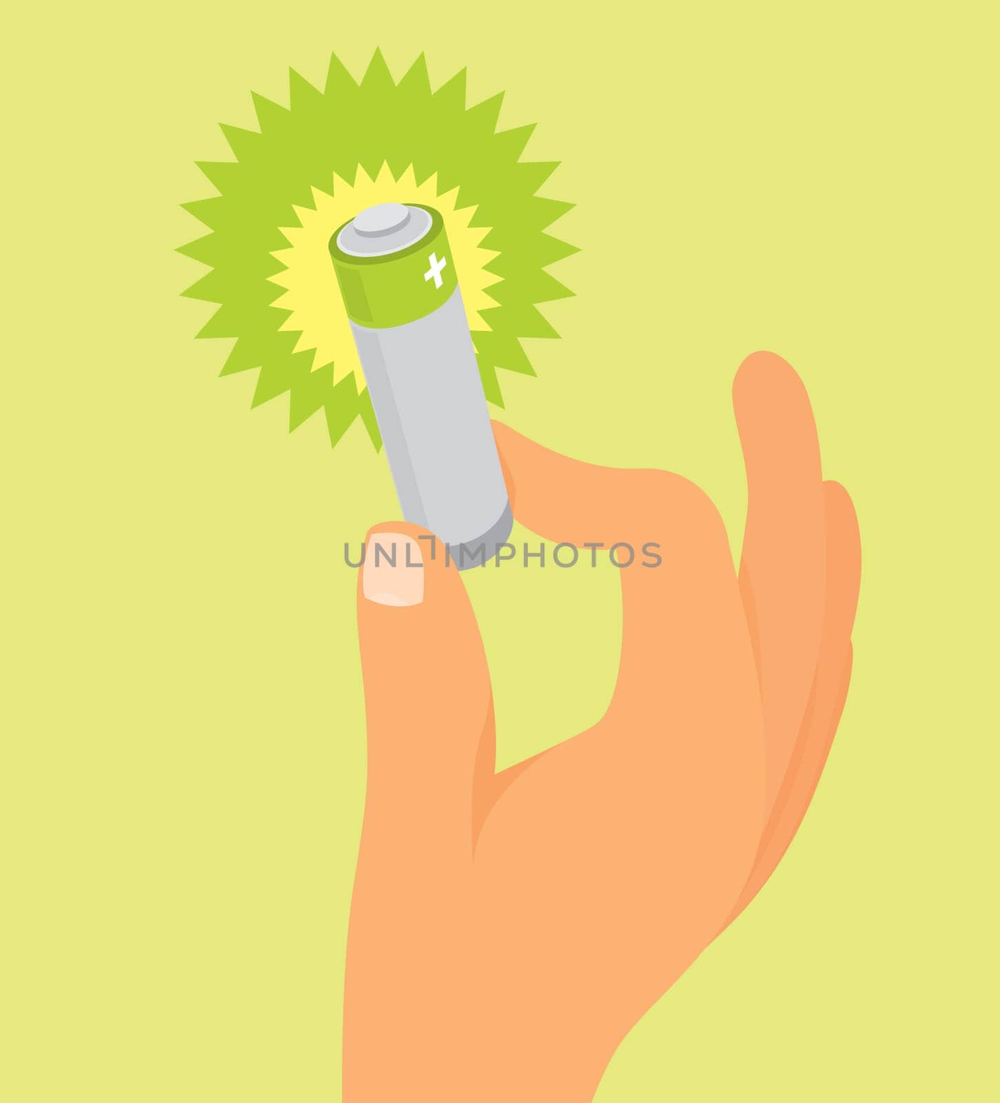 Hand holding green battery
