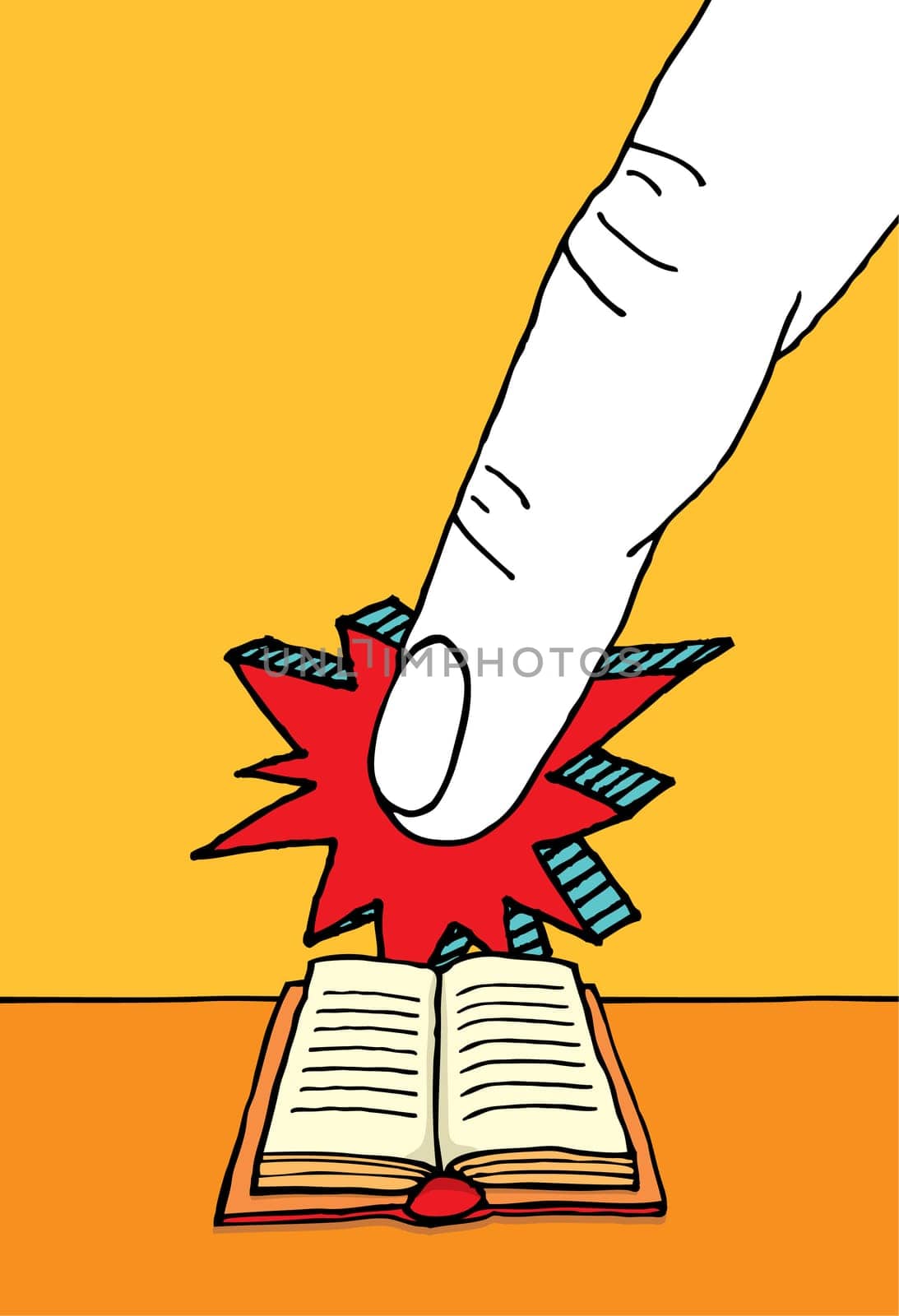 Huge finger pointing at the bible