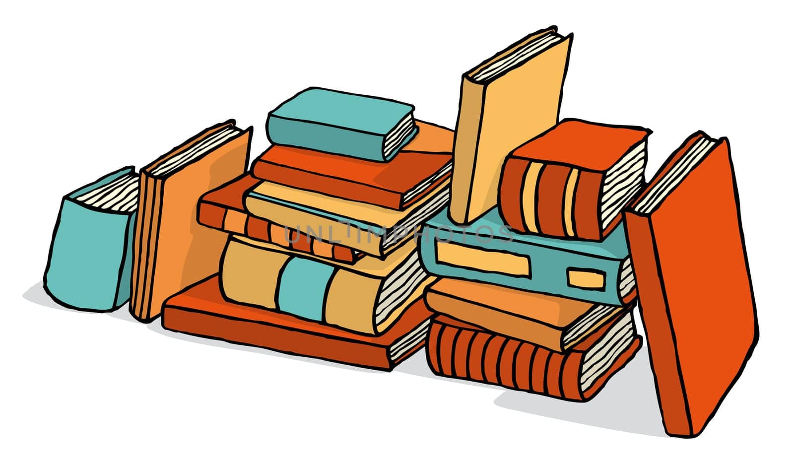 Sketchy bunch of piled books