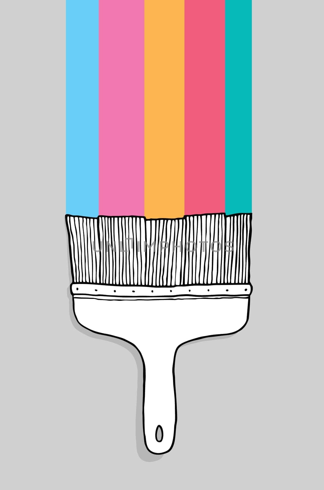Colorful cartoon paintbrush with copyspace