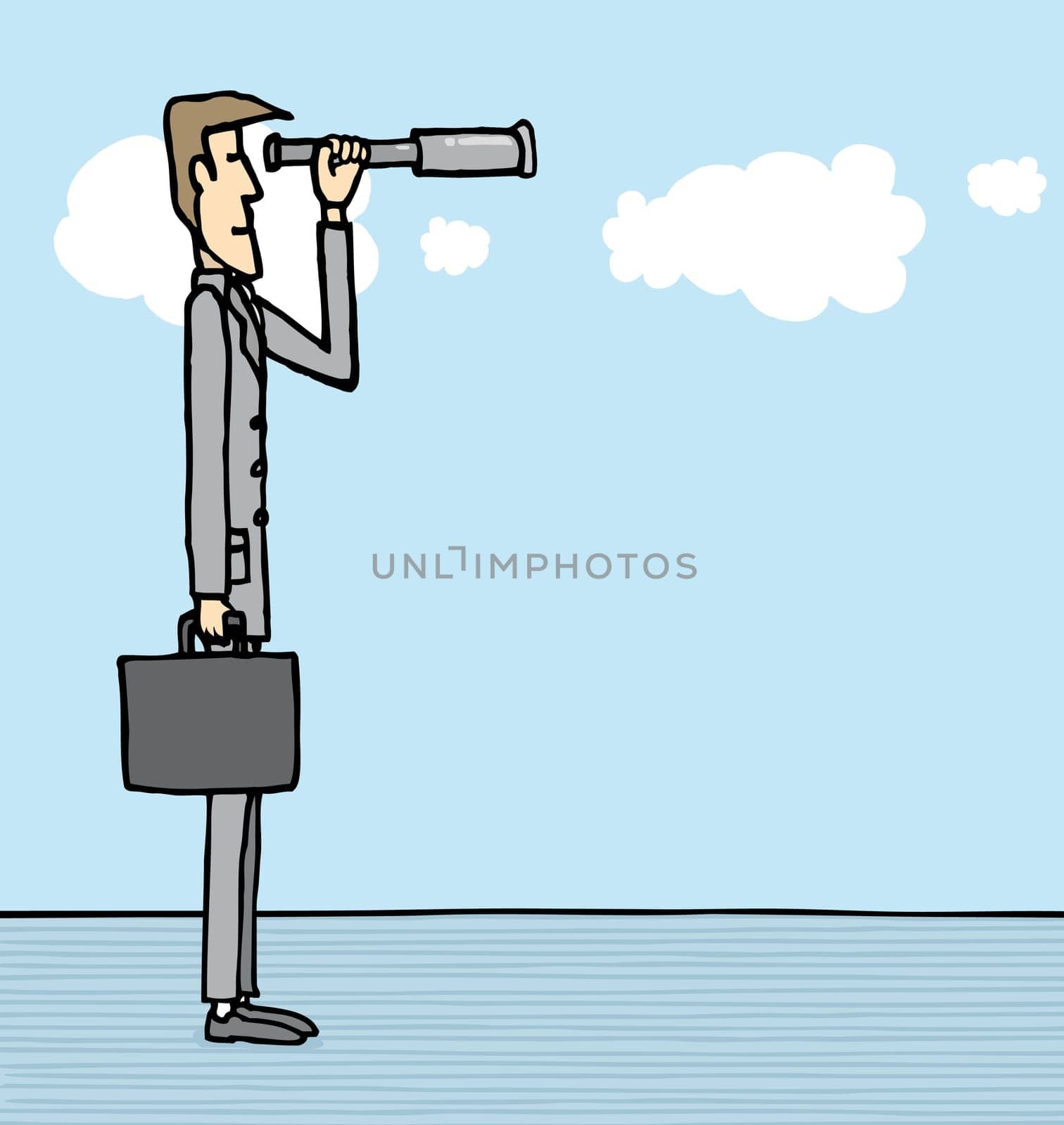 Businessman looking at future / Foreseeing / Trends