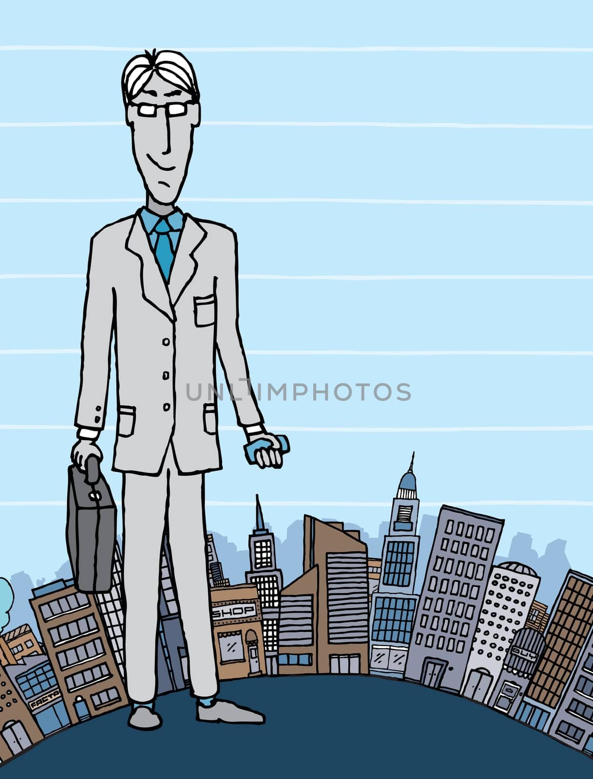 Businessman in the city with copyspace
