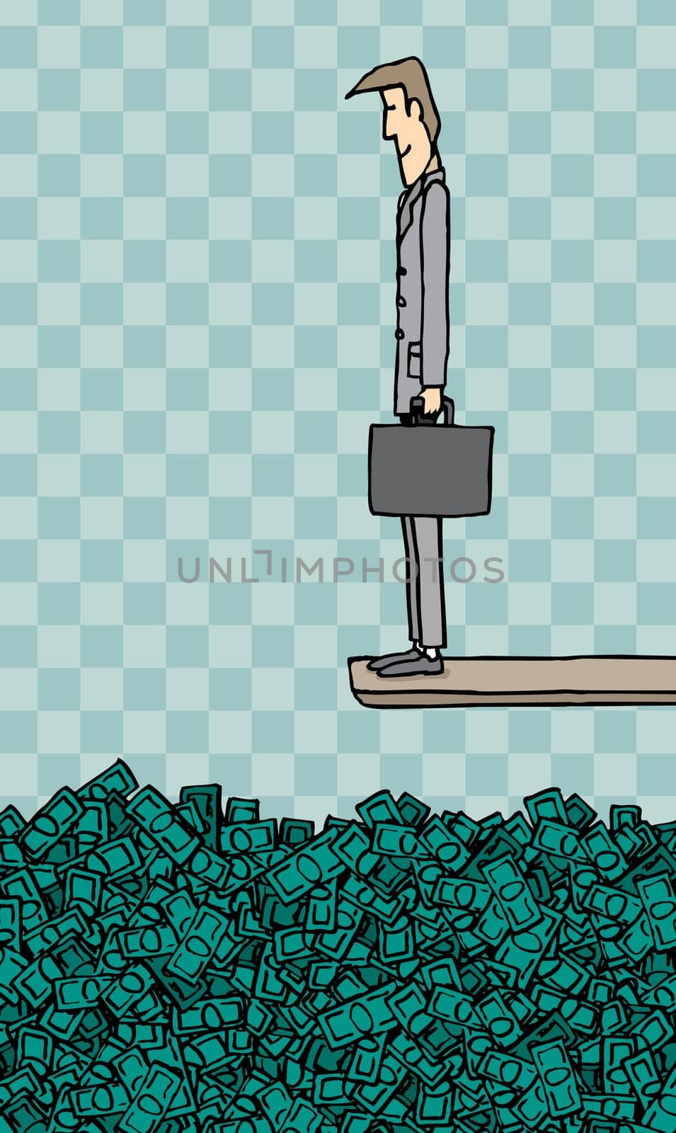 Businessman taking the plunge / Business concept