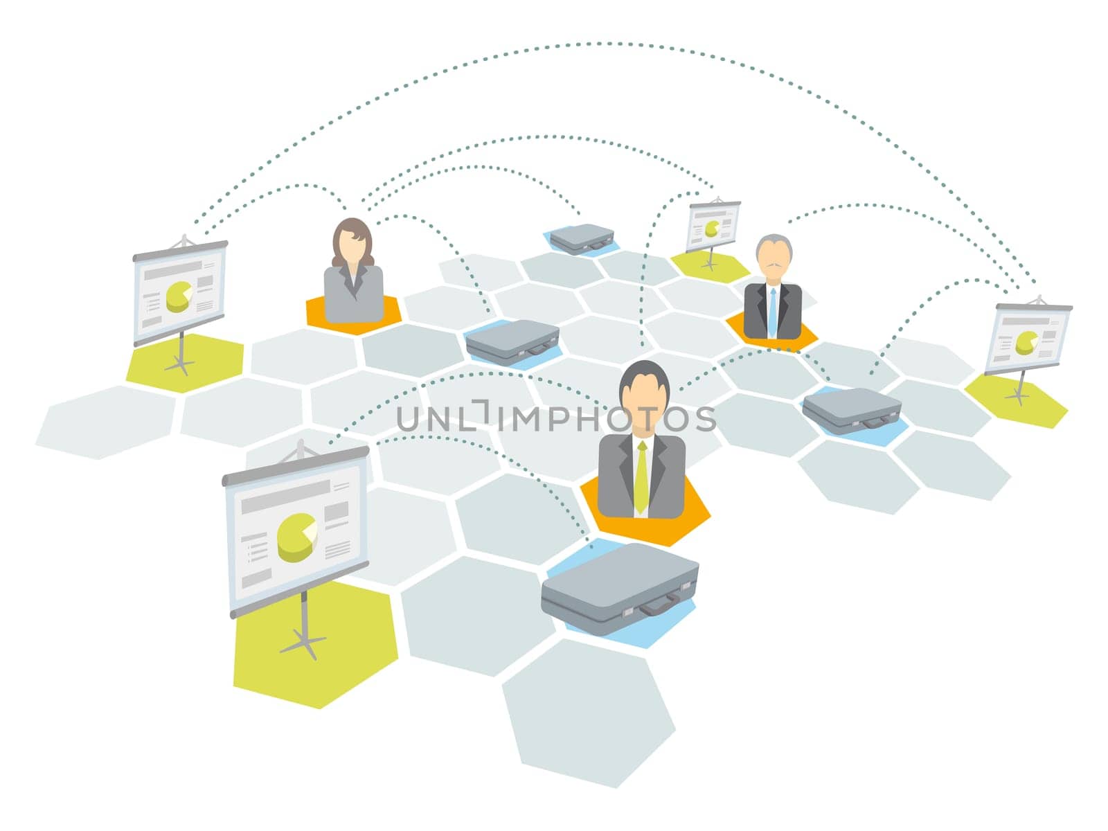 Business team network / Businessmen briefcase and presentation.
