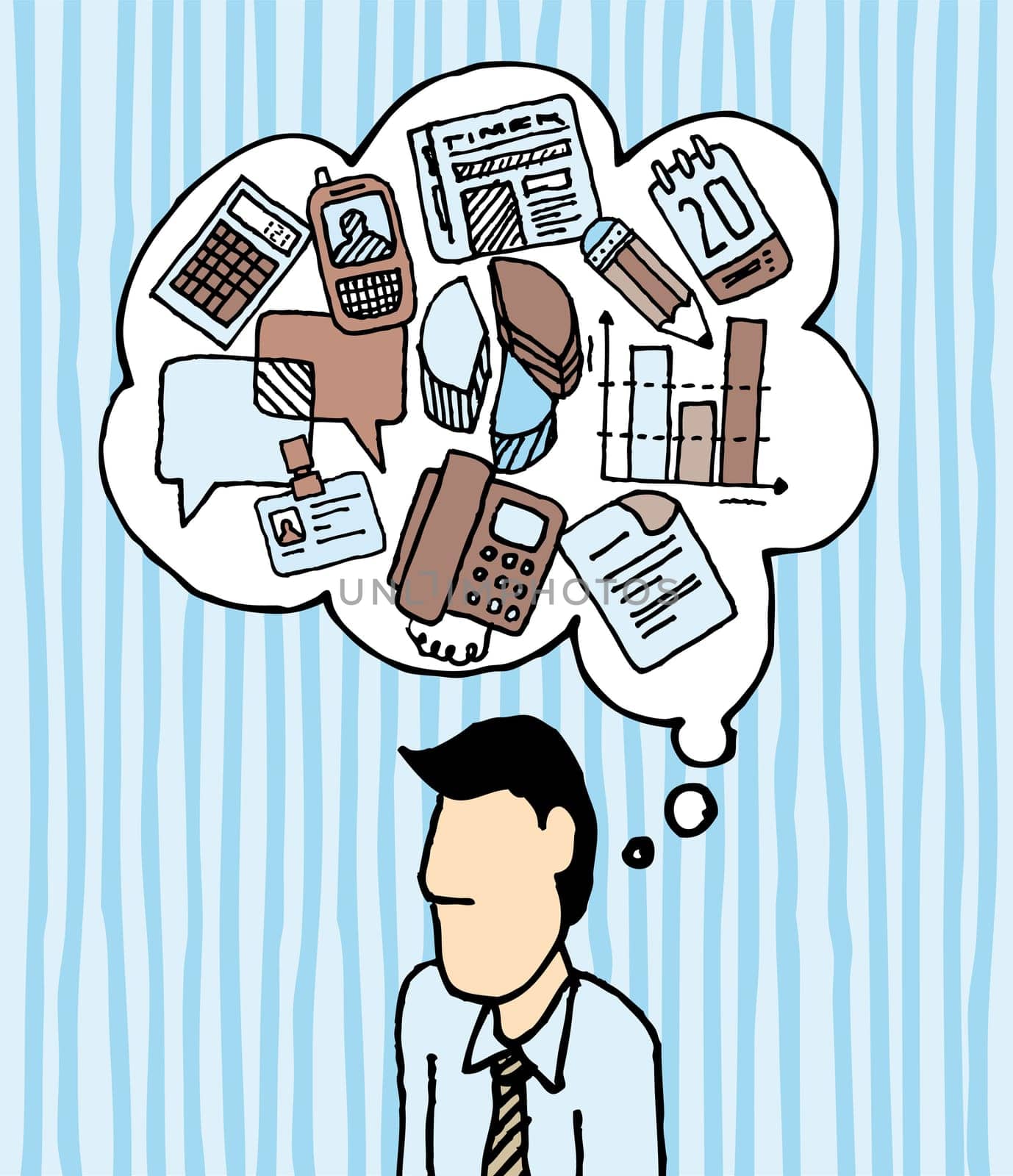 Workaholic busy businessman / Stress work icons