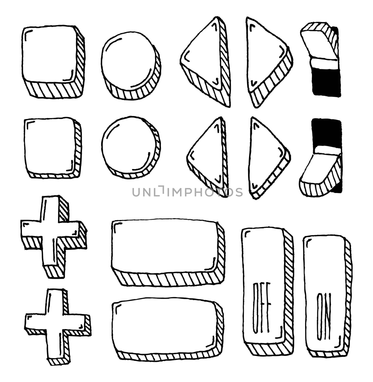 Hand drawn internet button set