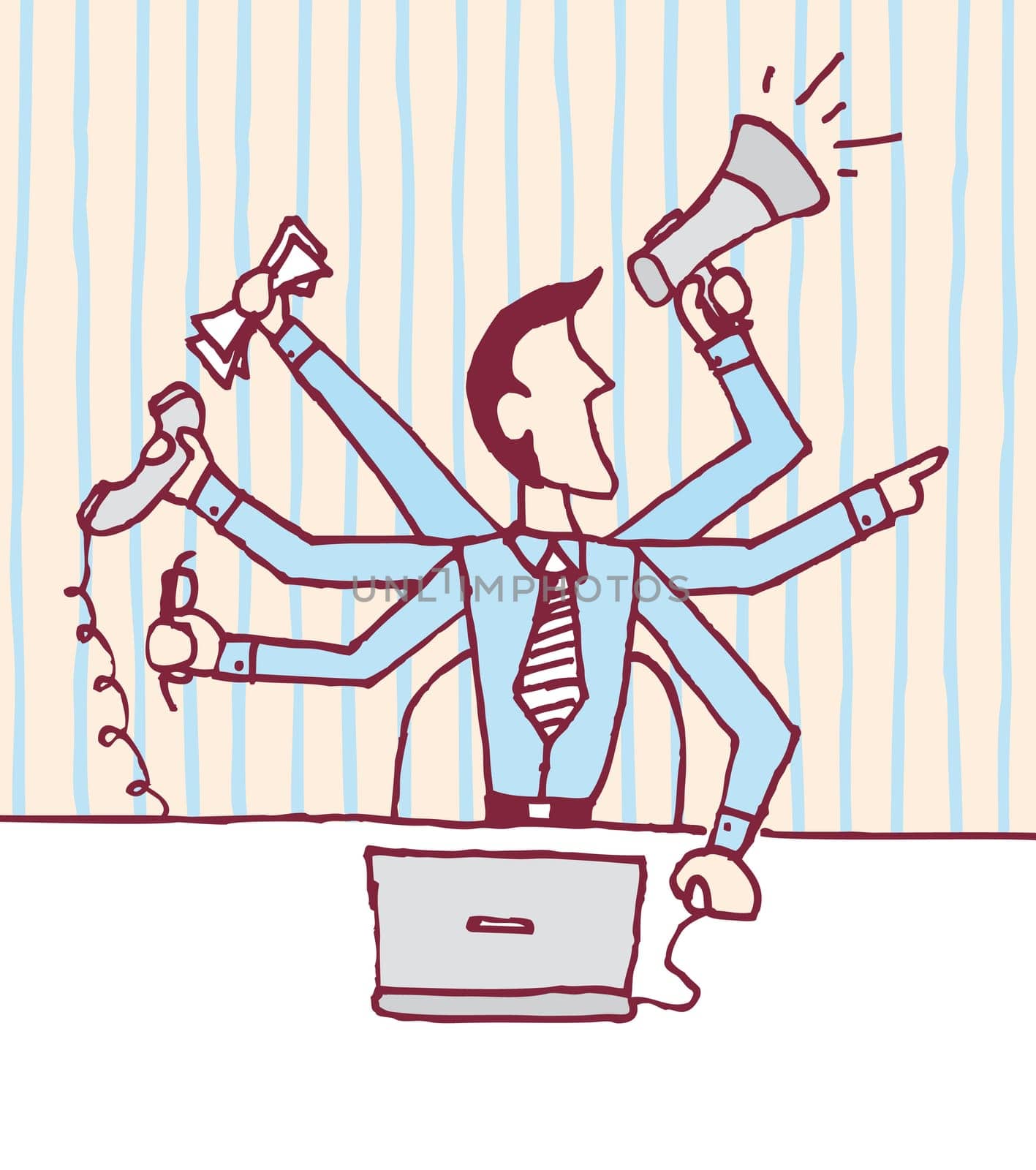 Multi tasking businessman / Stressed occupied