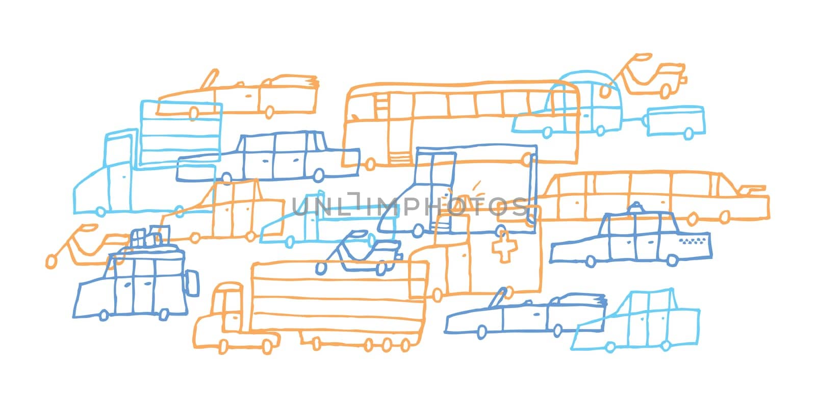 Cartoon car jam / Tough traffic