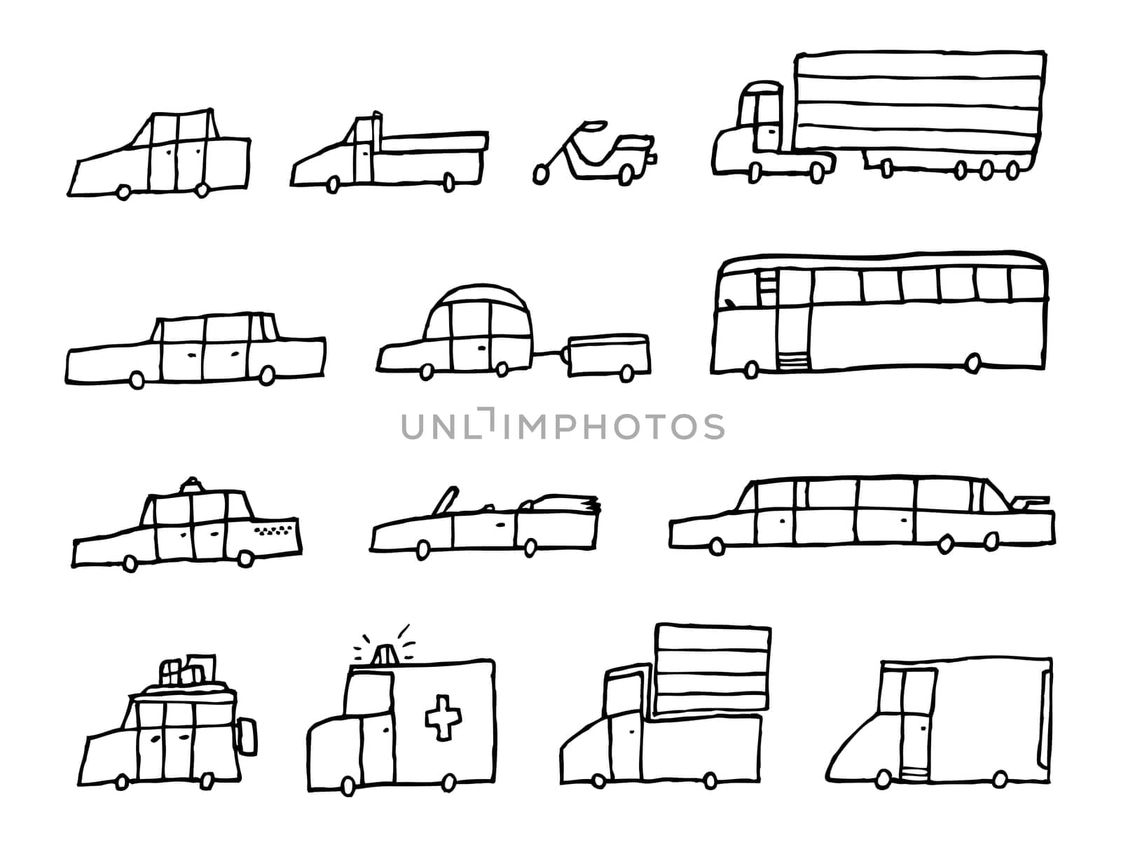 Cartoon cars / Funny transportation vehicles