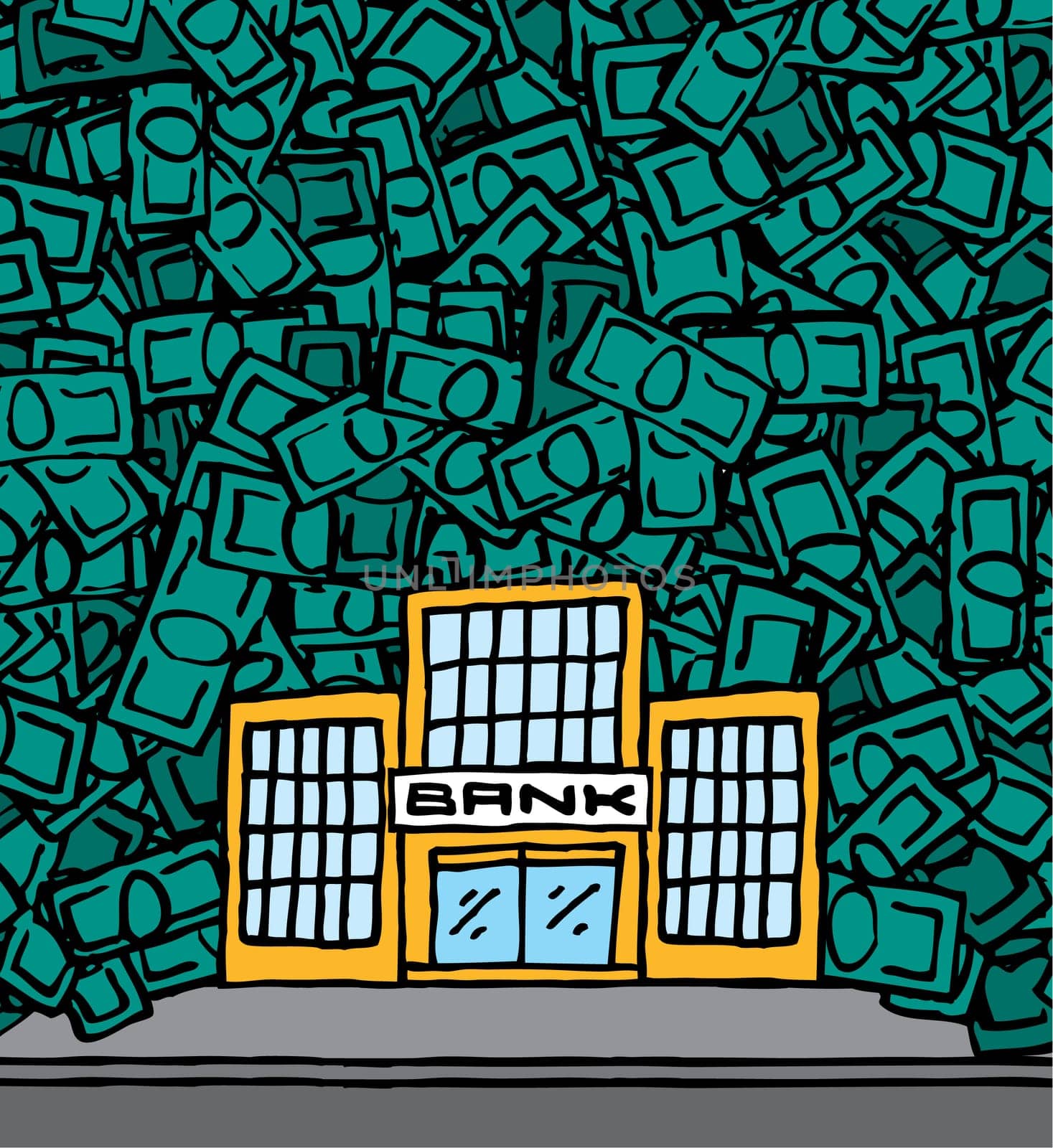 Bank earning money with copyspace