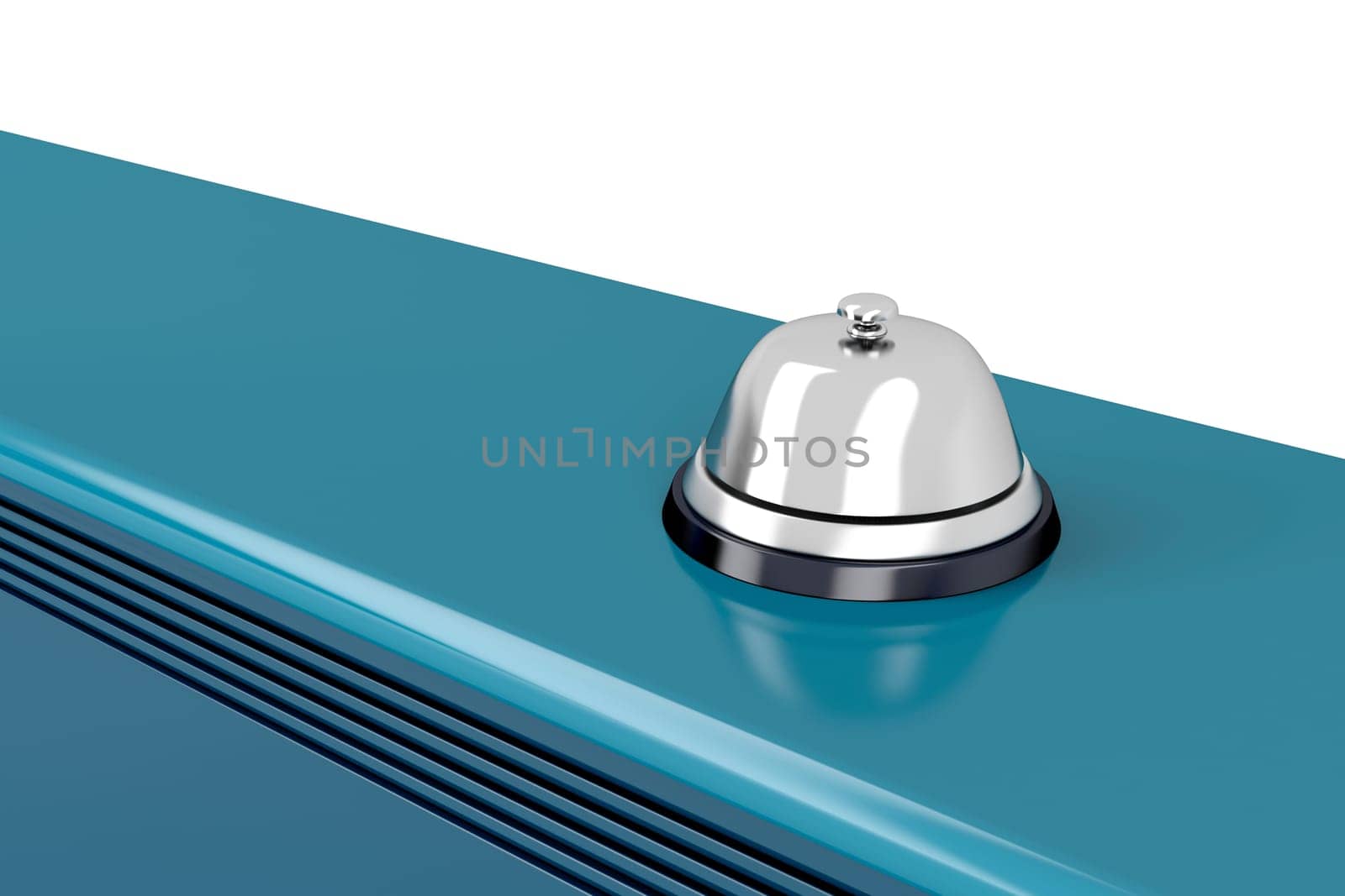 Silver service bell on reception desk