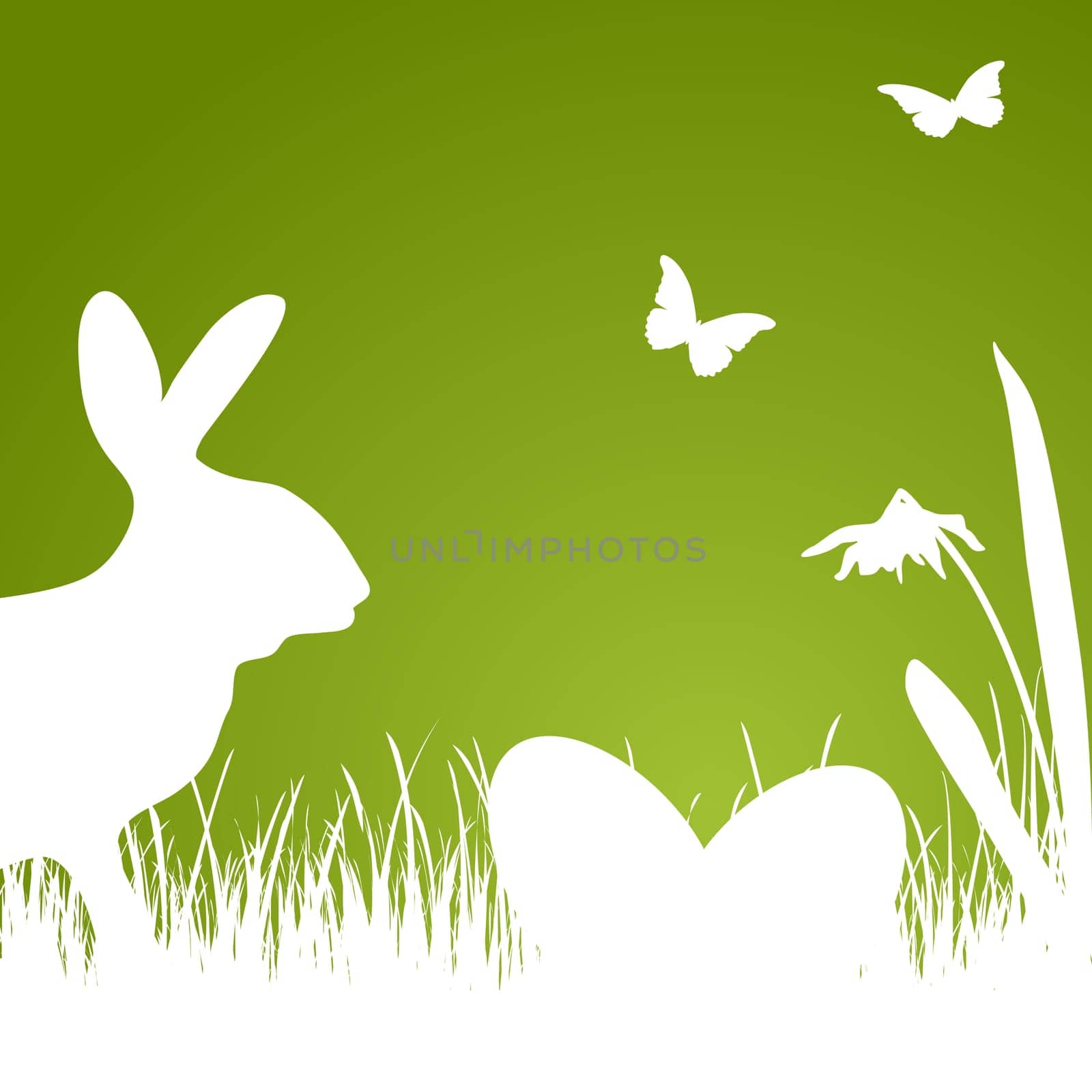 Happy Easter - green silhouette