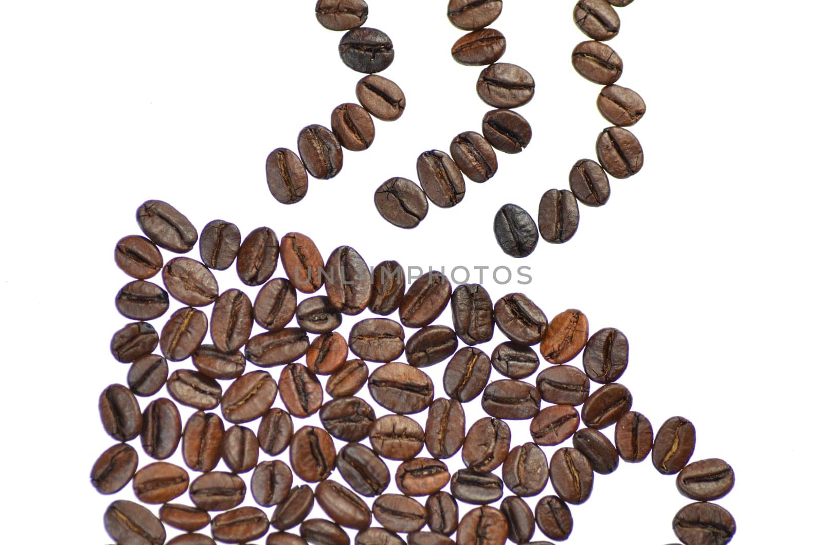 coffee cup made of coffee beans isolated on white background