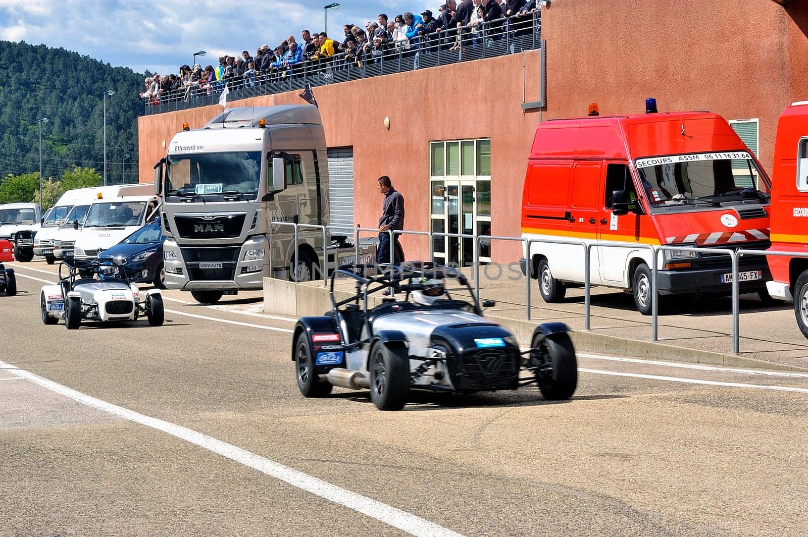 chases of Caterham on the circuit of the Cevennes with Ales in the French department of Gard the May 24th and 25th, 2013. On the circuit