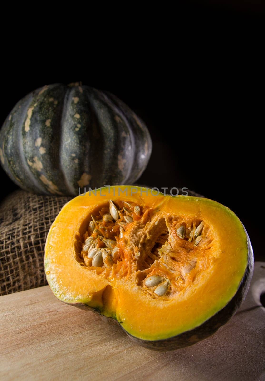 Pumpkin setup on black background