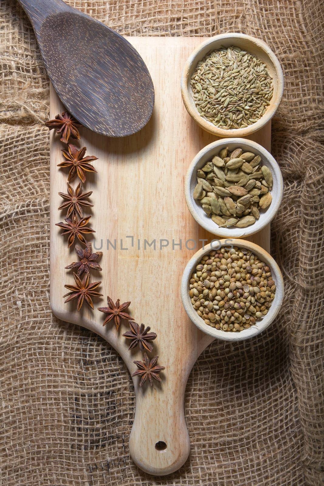 Cooking ingredients,spices on wooden table