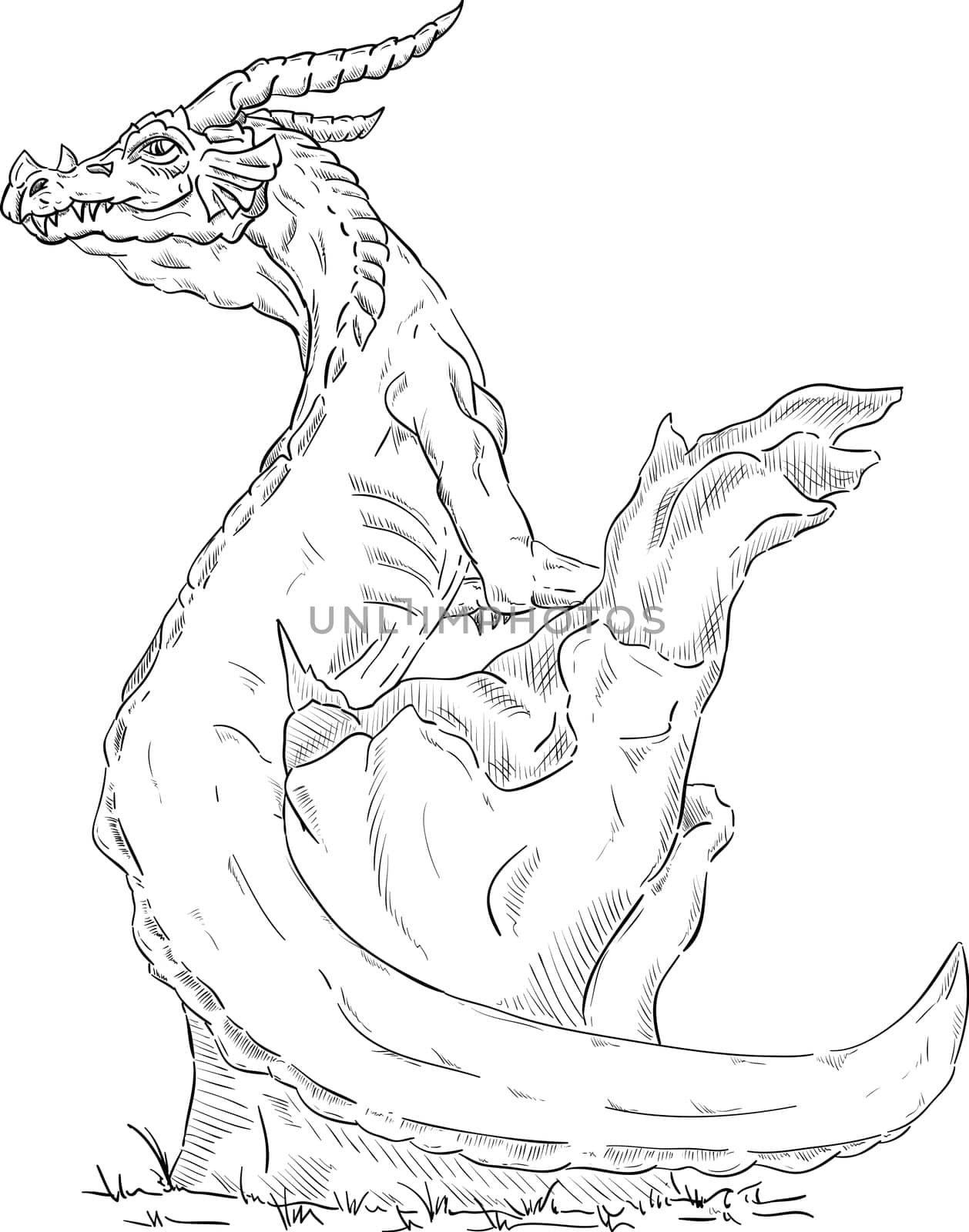 vector - dragon on a tree stump , isolated on background