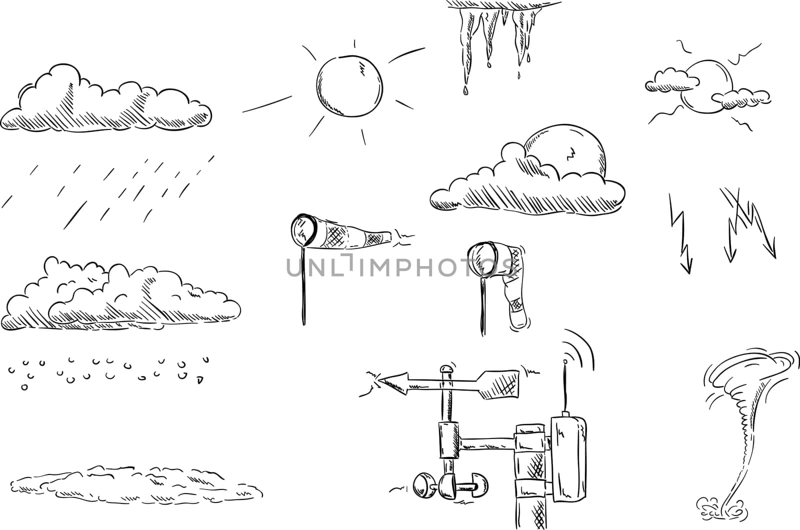 vector - set of weather symbols, isolated on background