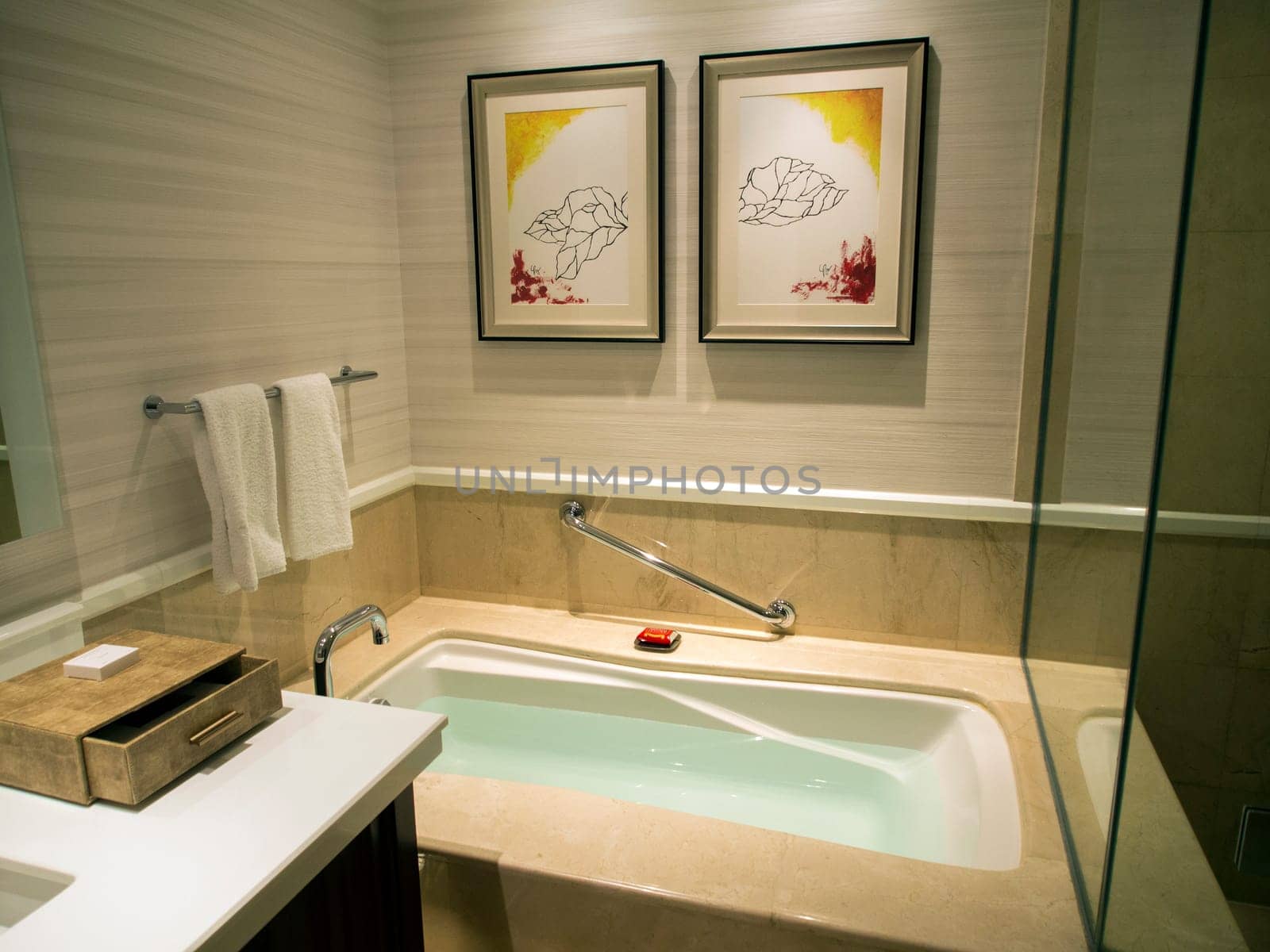 water filled bathtub ready for bathing