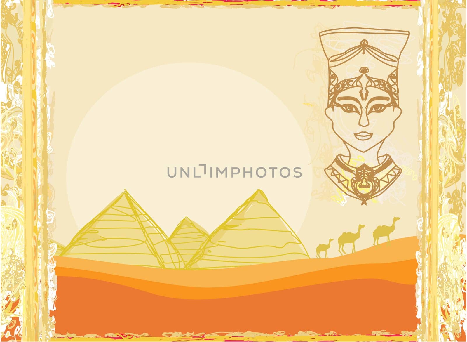 old paper with Egyptian queen