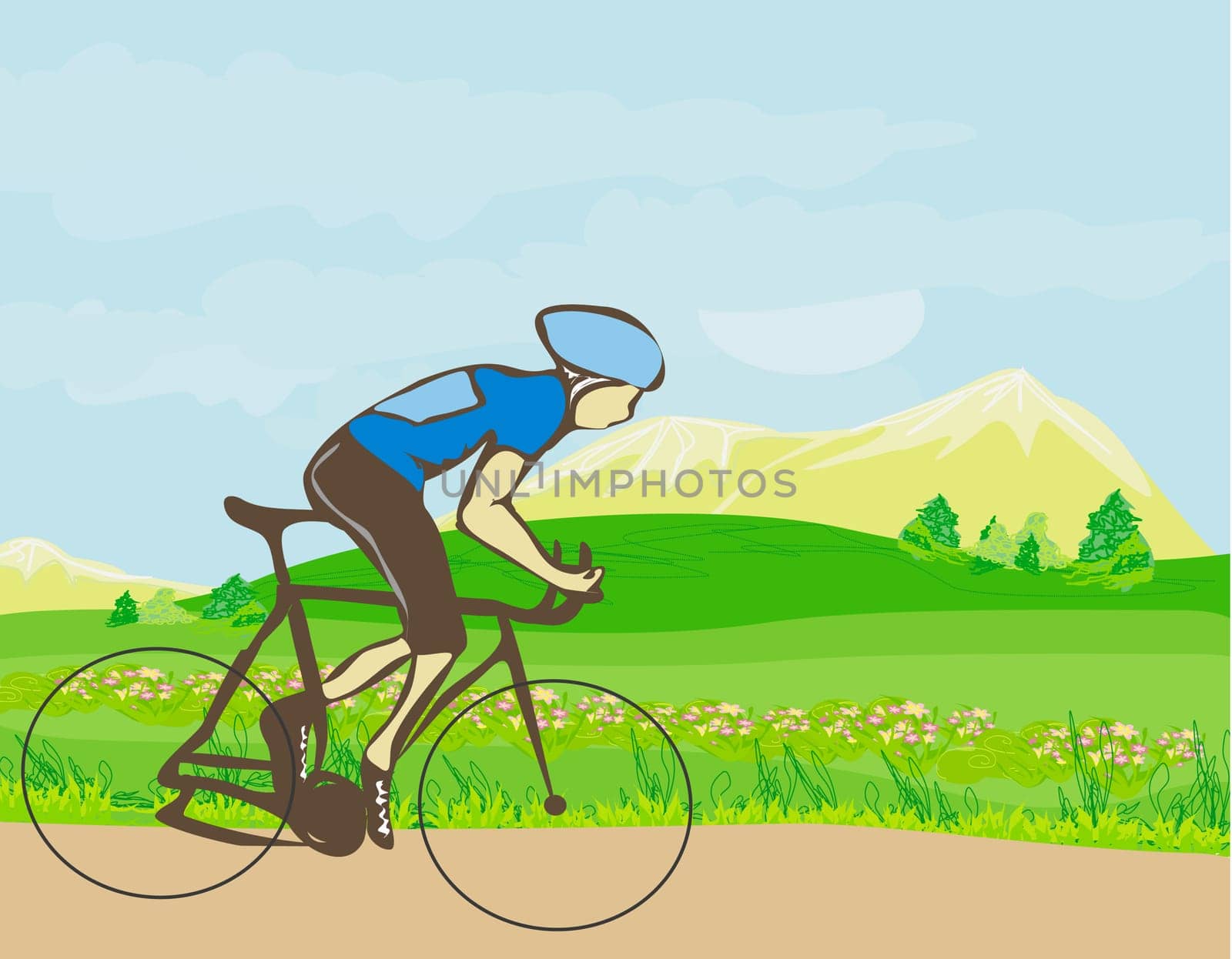 man riding a bike in the mountains