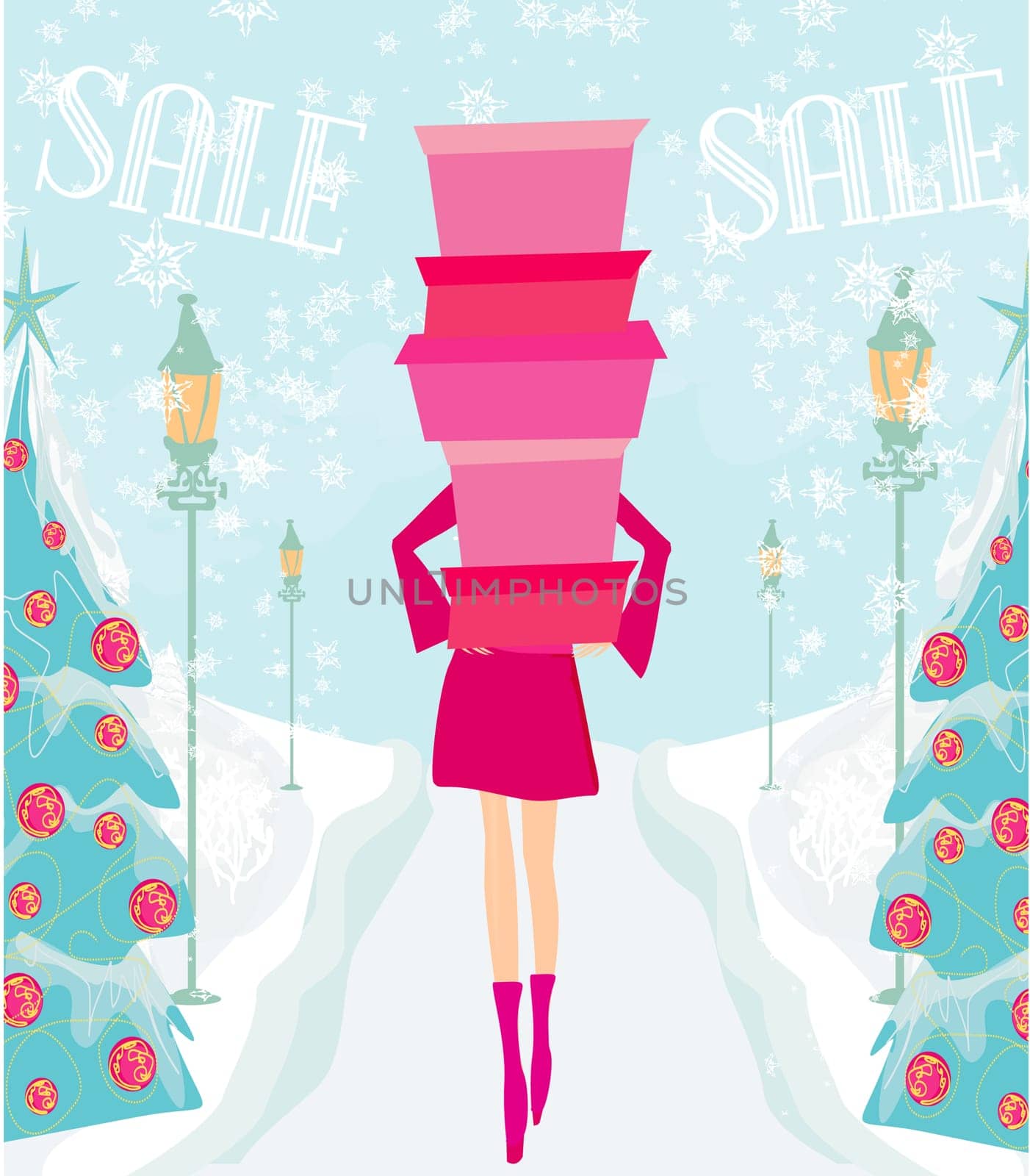 Christmas shopping - winter sale card