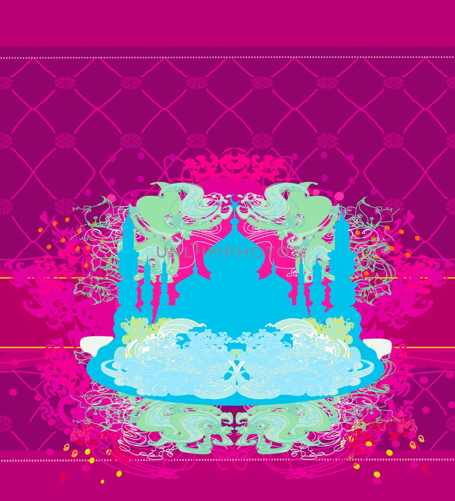 artistic pattern background with mosque
