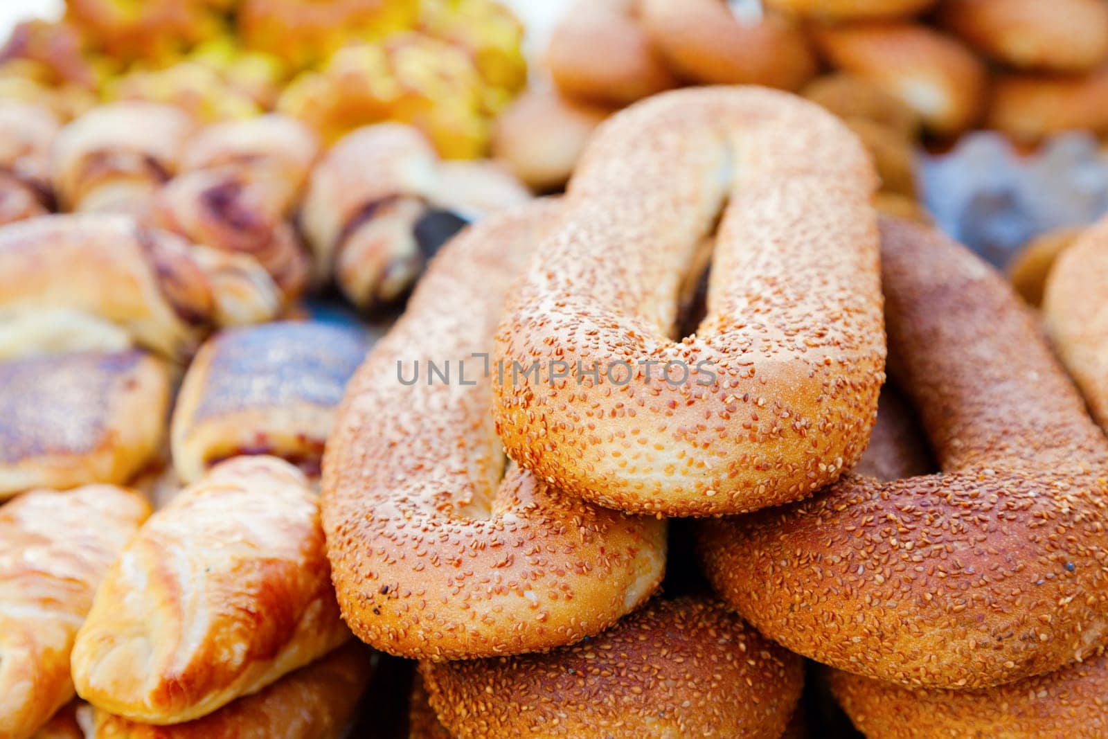Freshly baked bread at an outdoor stand in the old part of Jerusalem