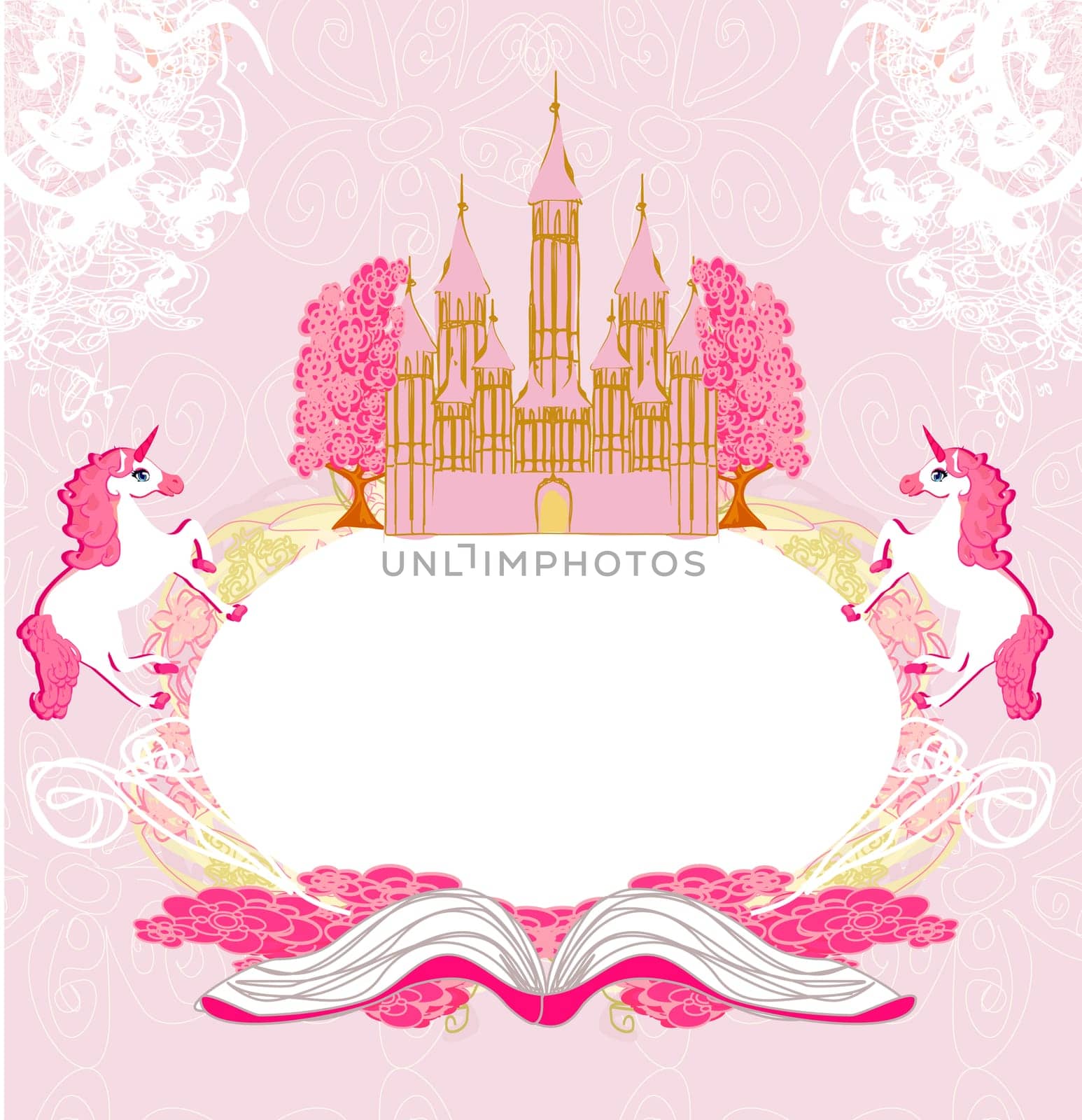 fairy castle appearing from the book - abstract frame