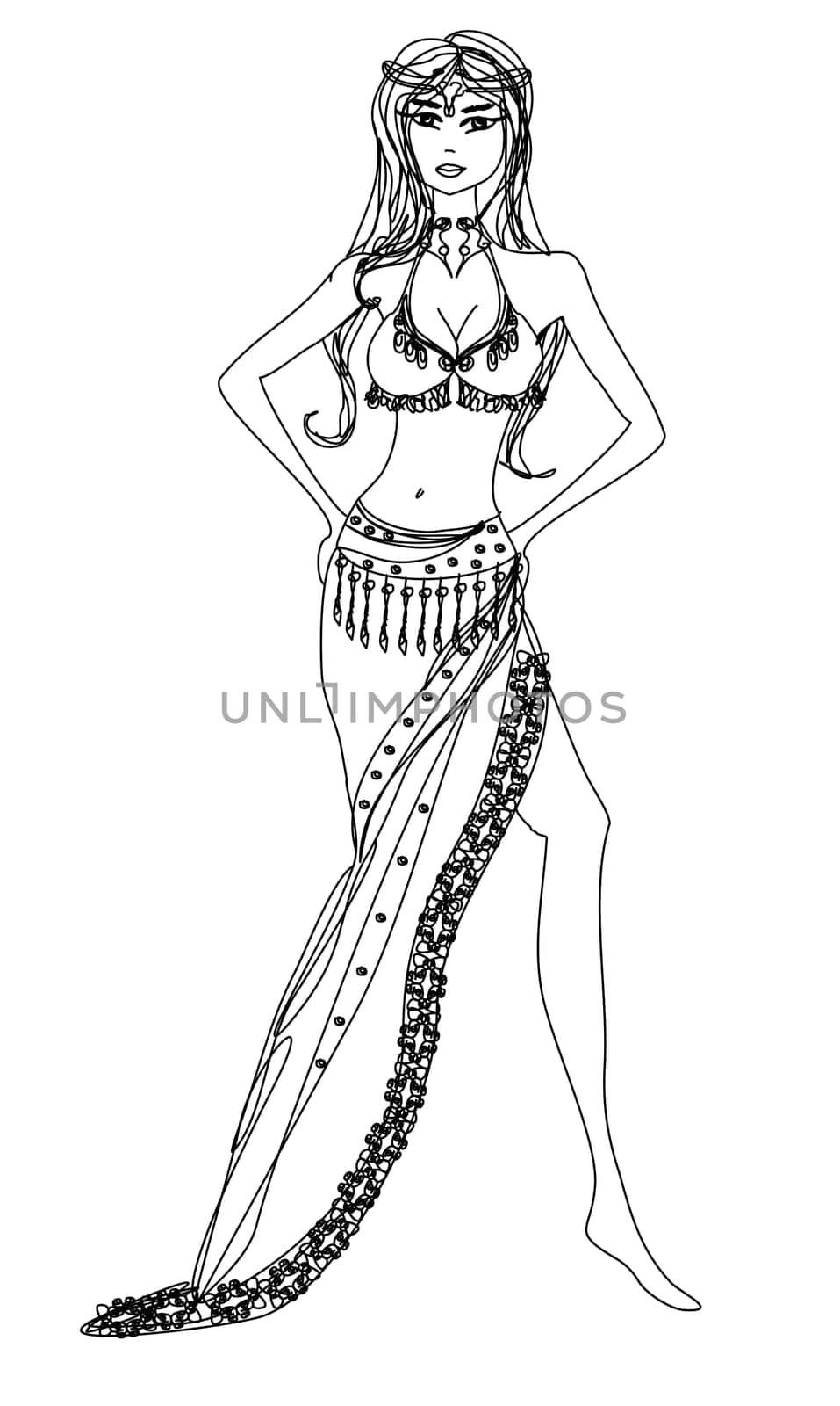 Belly dancer , hand drawn illustration