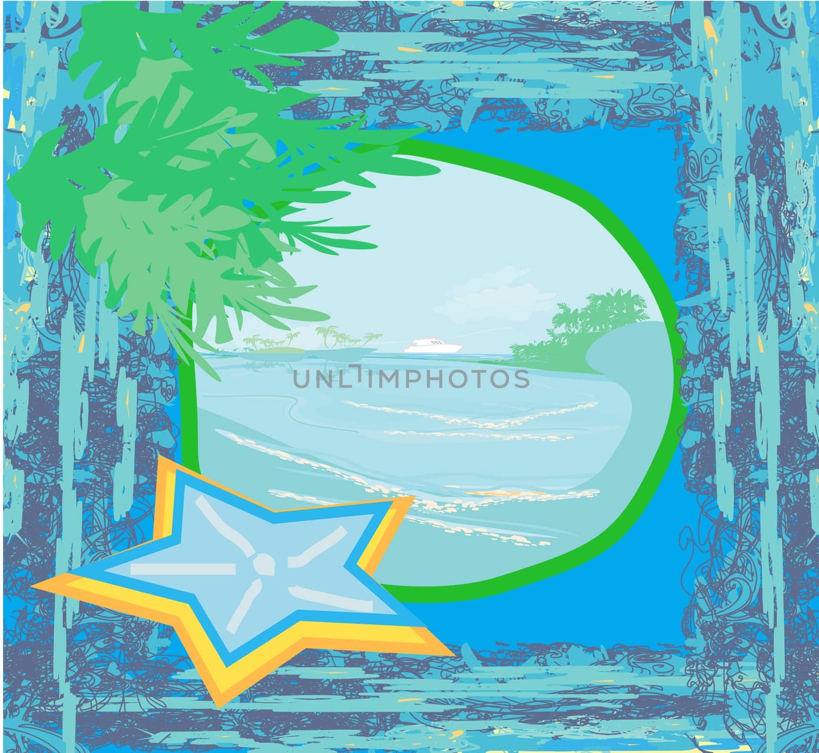 Tropical beach landscape - abstract grunge background