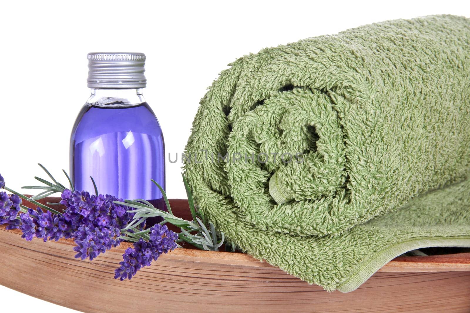 Oil with lavender and towel