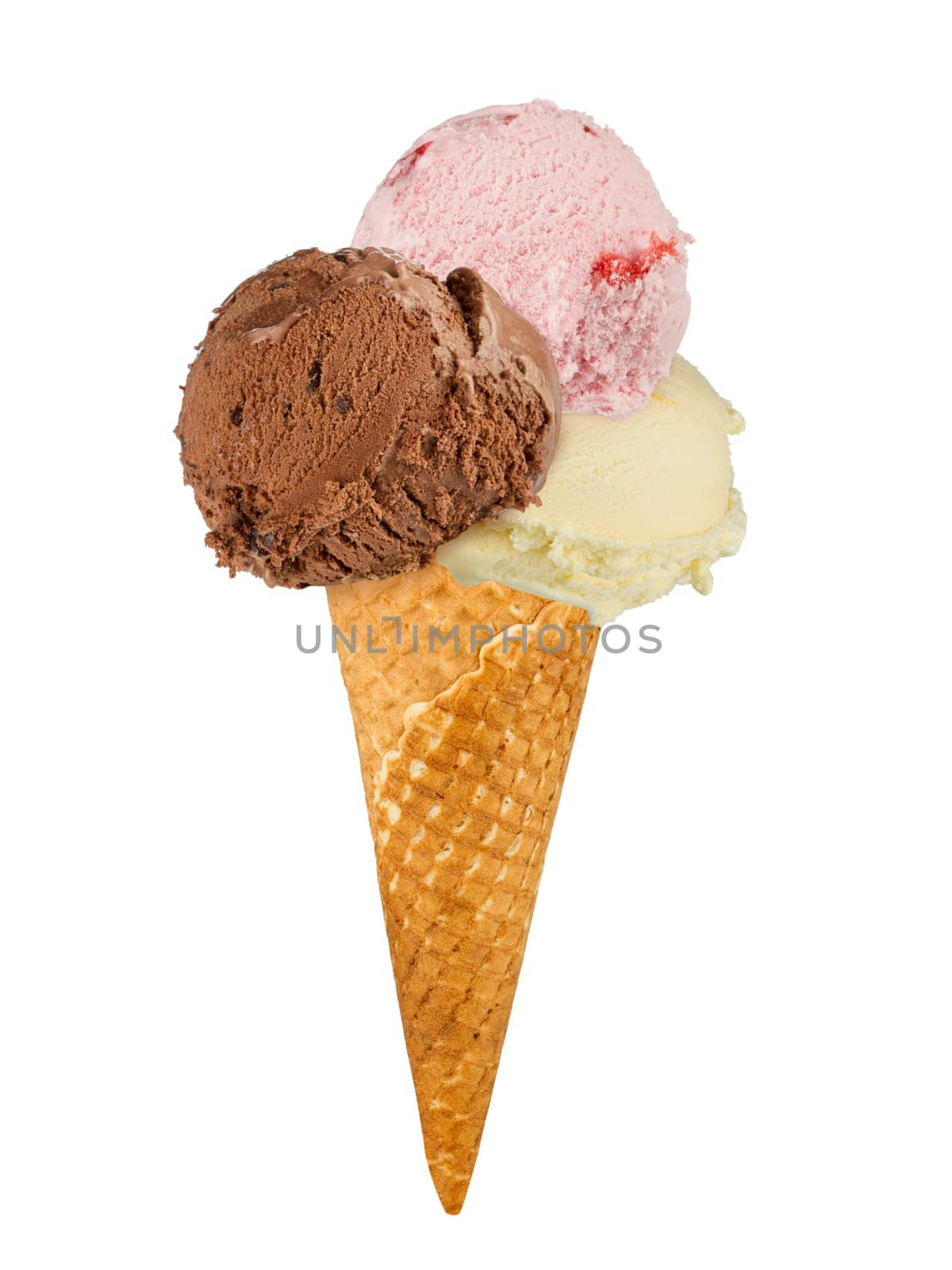 Ice balls isolated in ice cream cones