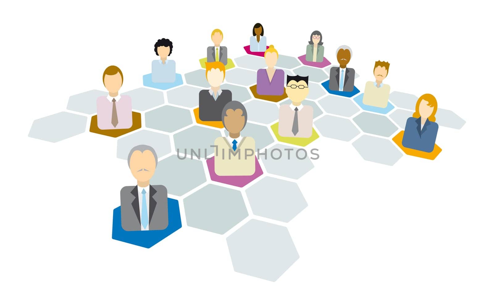 Business network of man and women