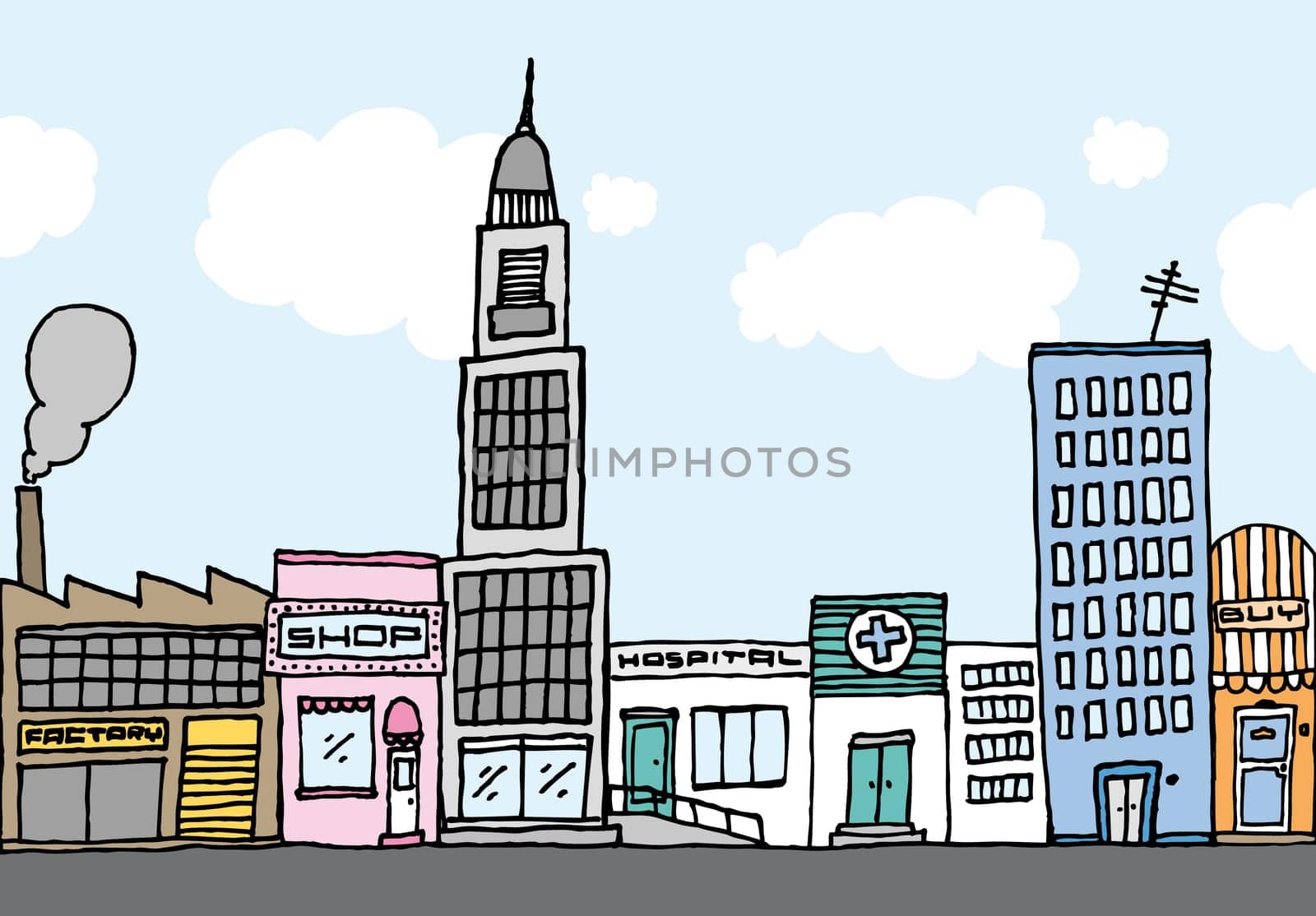 Vector cartoon city / Color Neighborhood