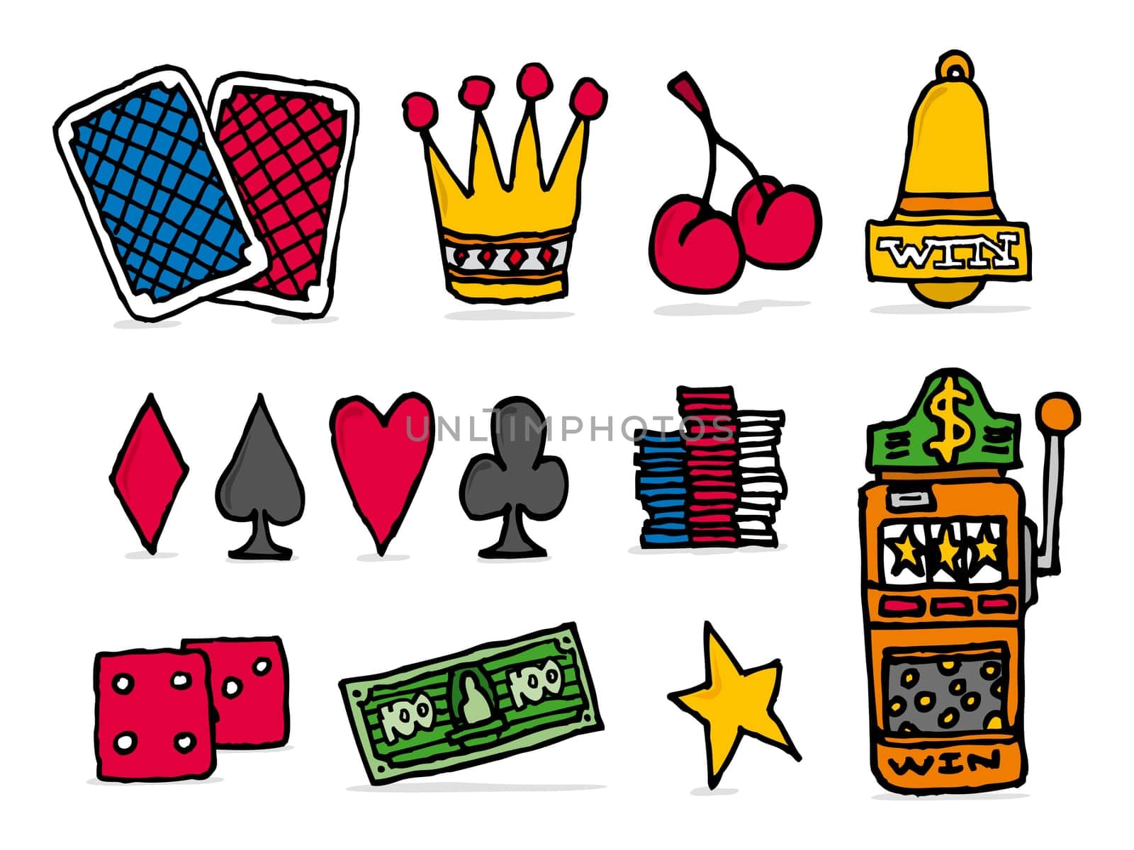 Casino icon set / Chance betting games objects