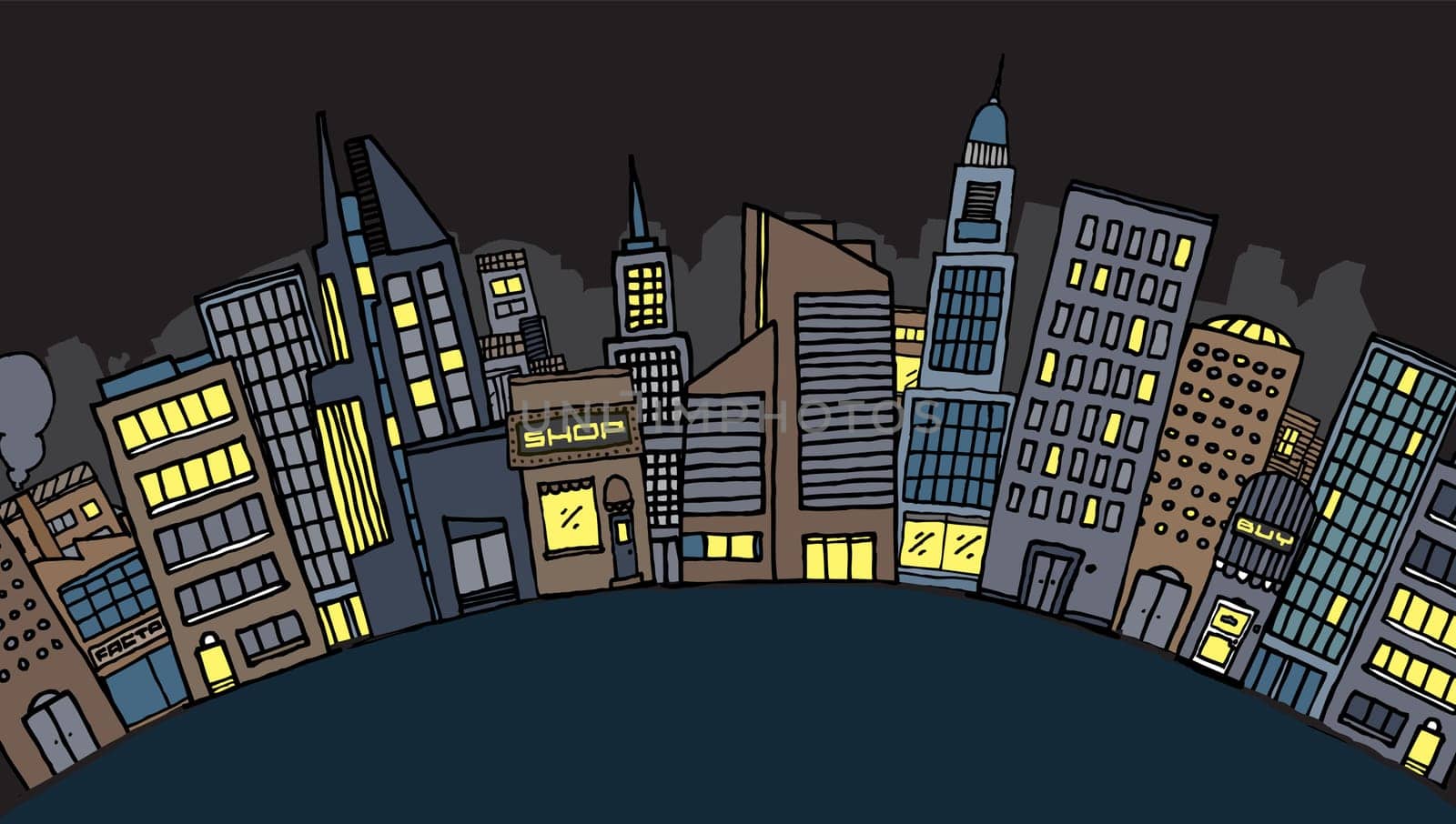 Vector city at night