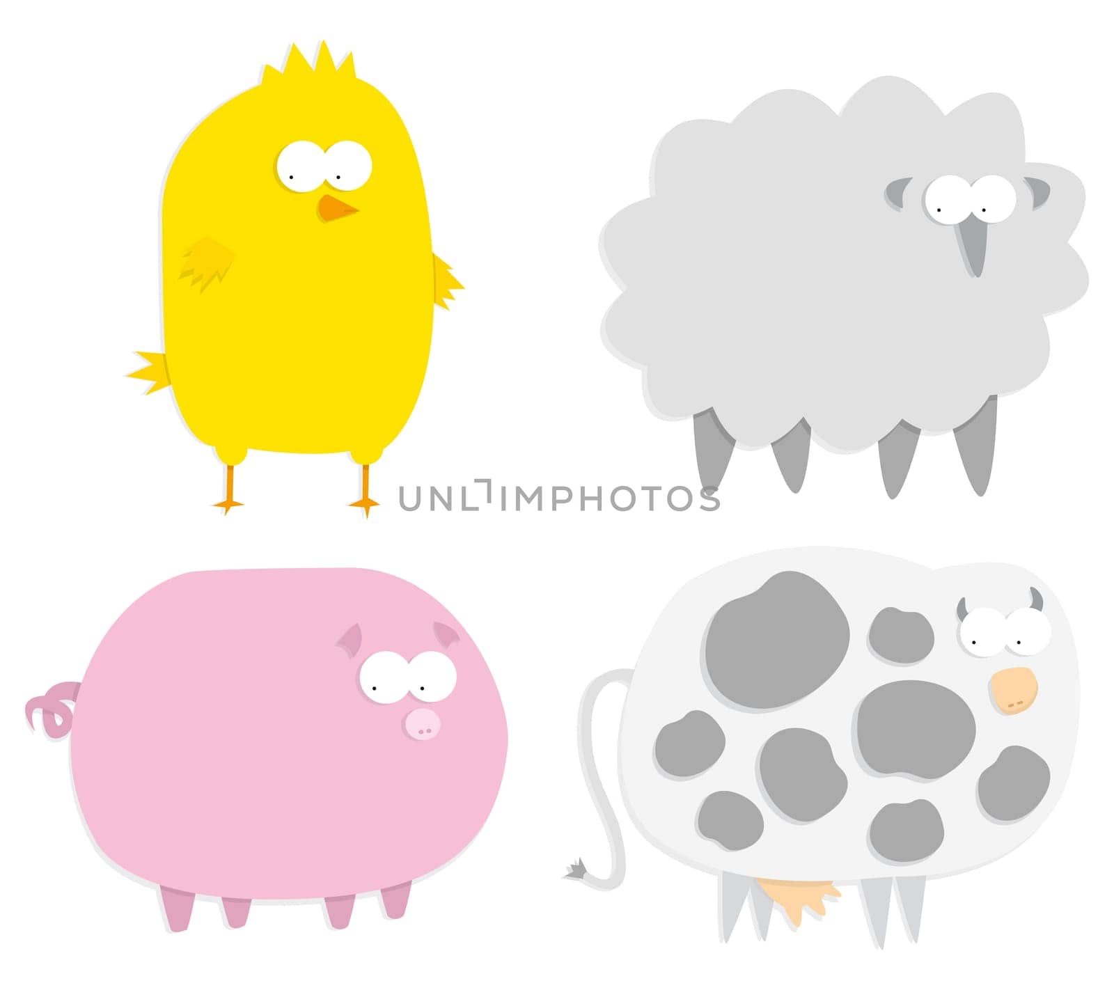 Vector farm animals (paper cut style)