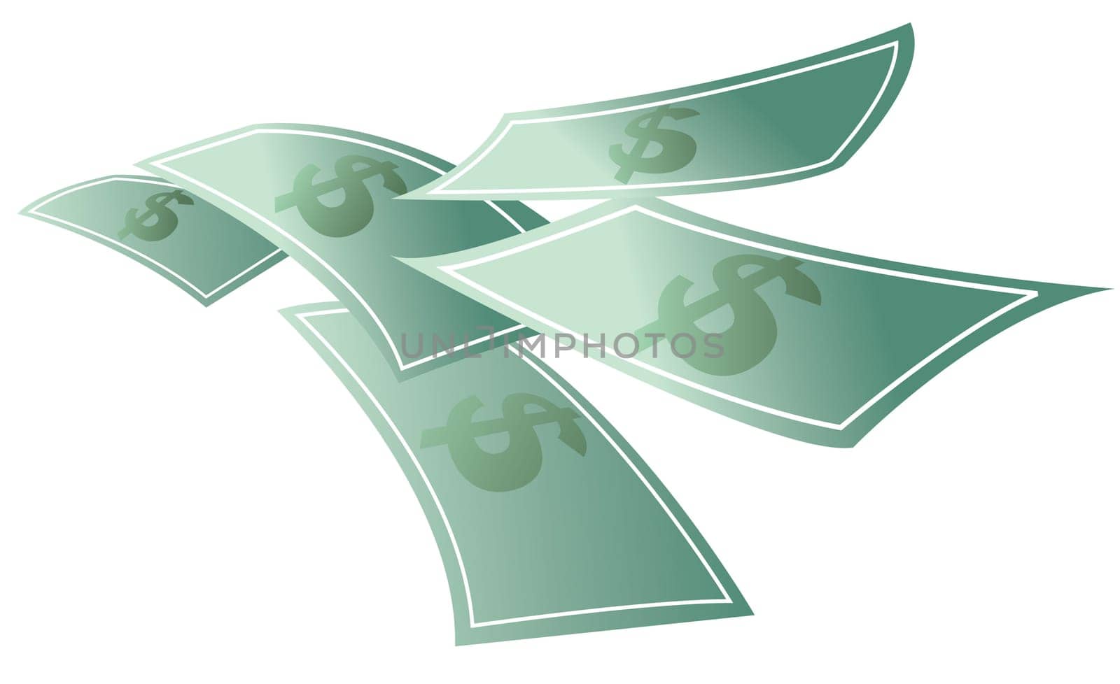 Money floating, dollars flying