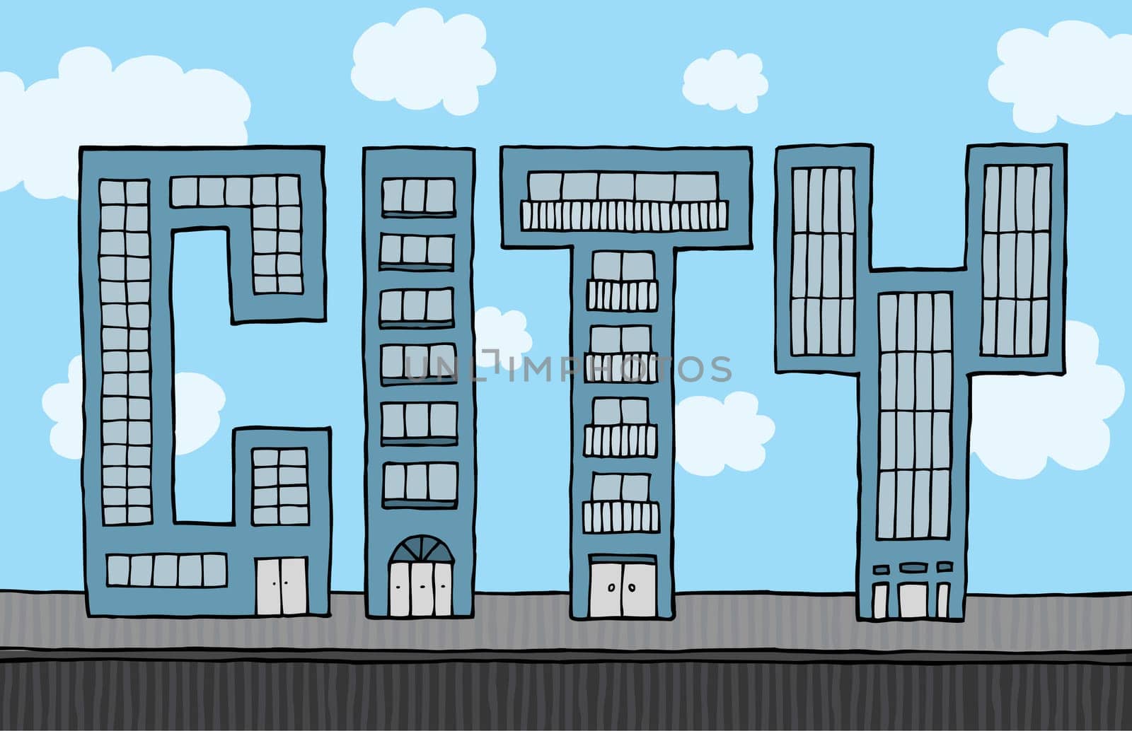 Buildings forming city