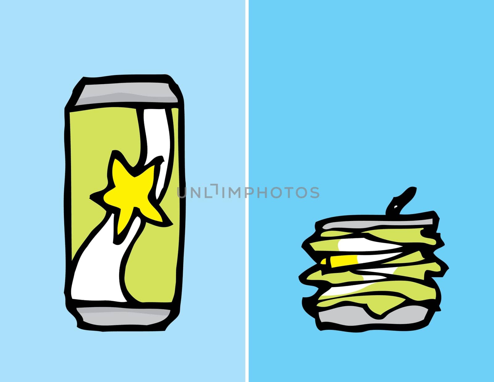 Cartoon can, before and after compacting