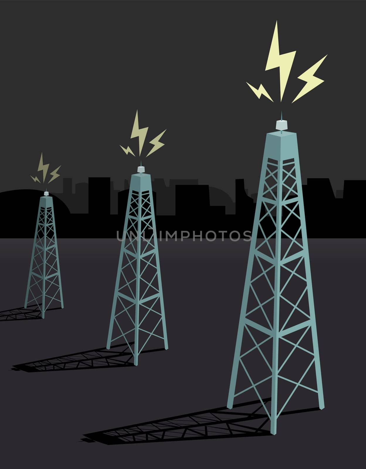 Antennas transmitting / Night boadcasting