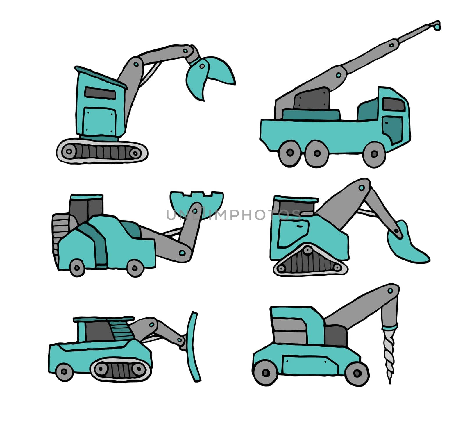 Cartoon construction vehicle set
